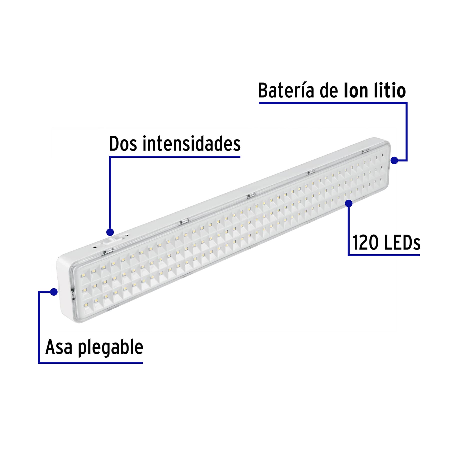 Lámpara de emergencia de 120 Leds 1000 lm recargable VOLTECK