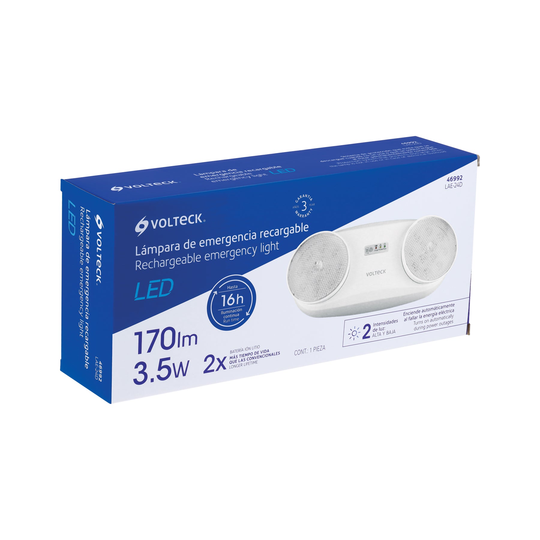 Lámpara de emergencia de 24 Leds 170 lm dirigible recargable