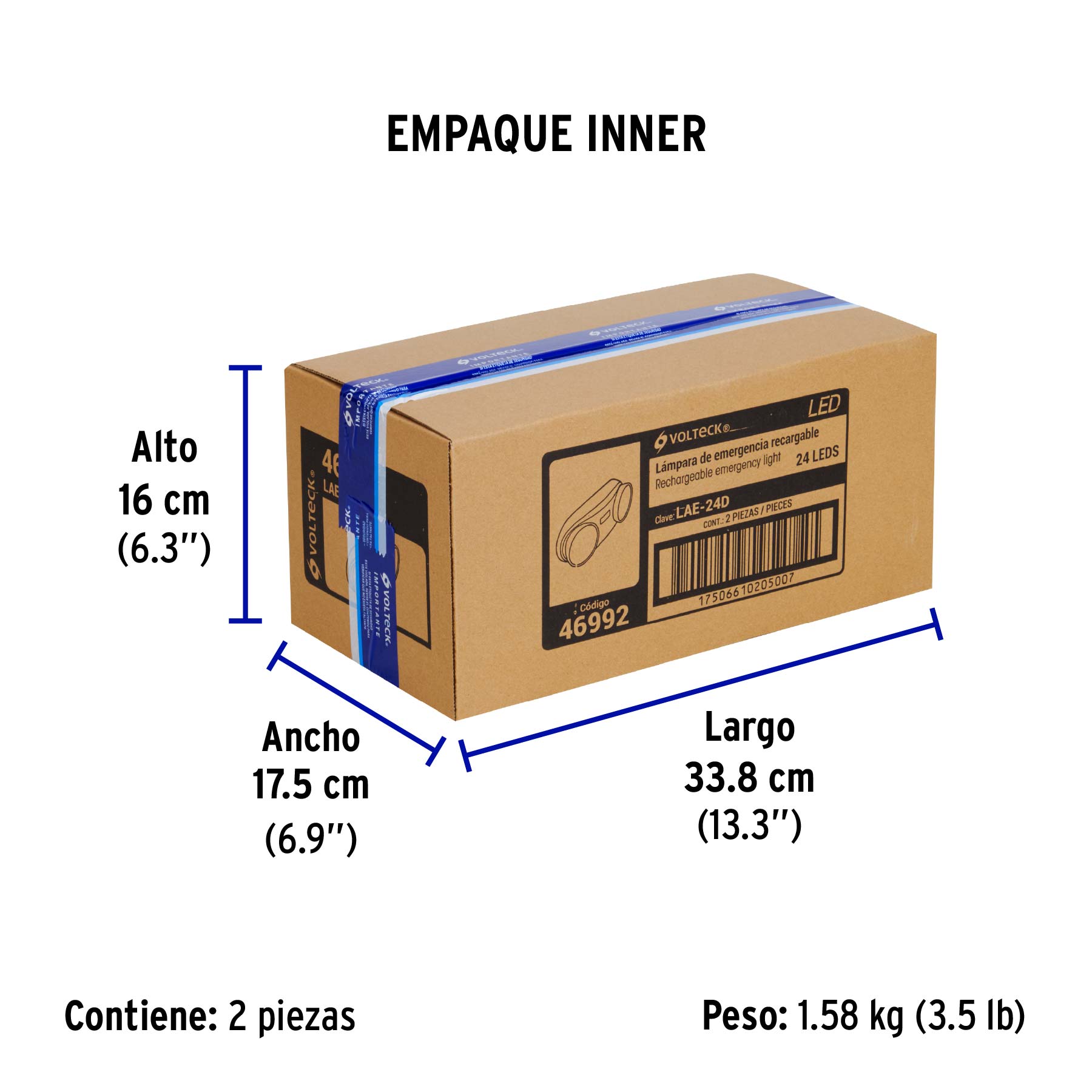 Lámpara de emergencia de 24 Leds 170 lm dirigible recargable - Empaque