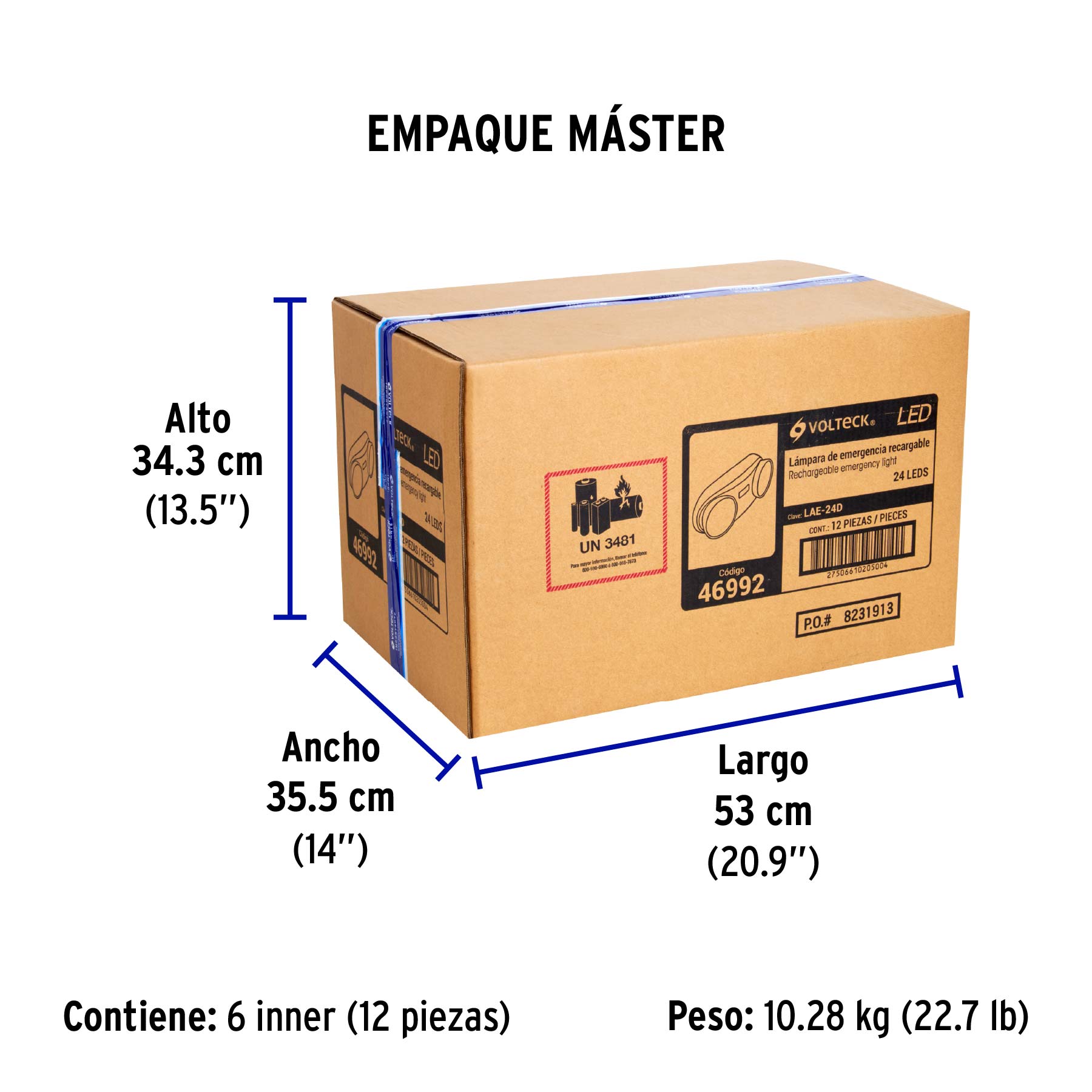 Lámpara de emergencia de 24 Leds 170 lm dirigible recargable - Empaque