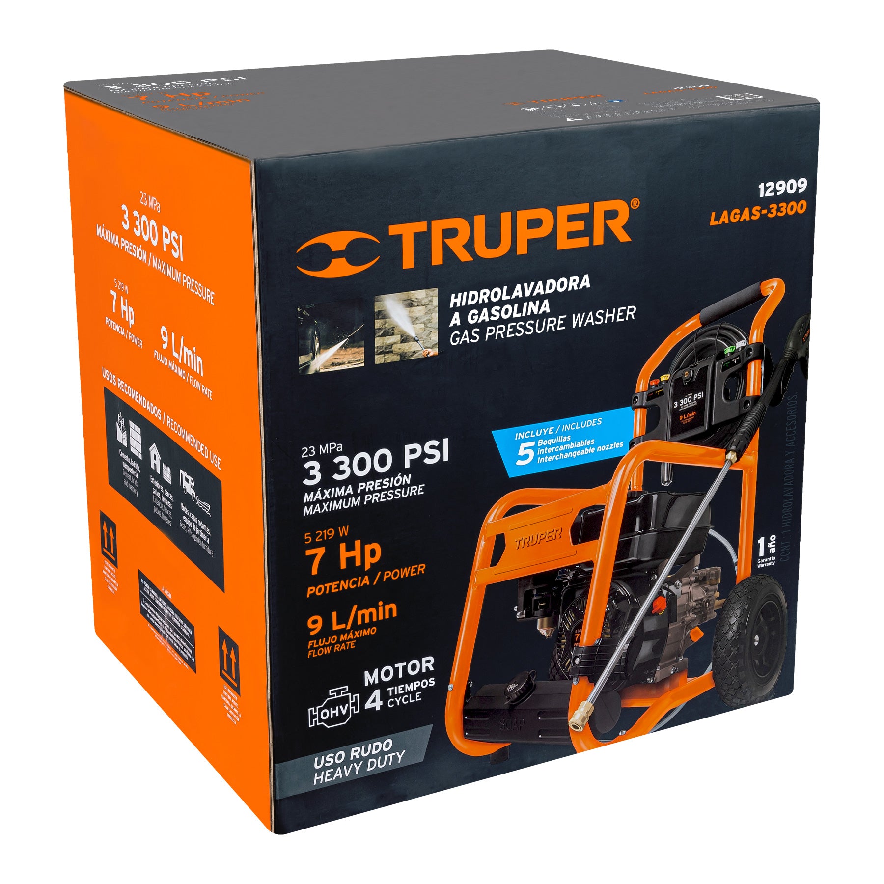 Hidrolavadora con motor a gasolina, 3,300 PSI, TRUPER