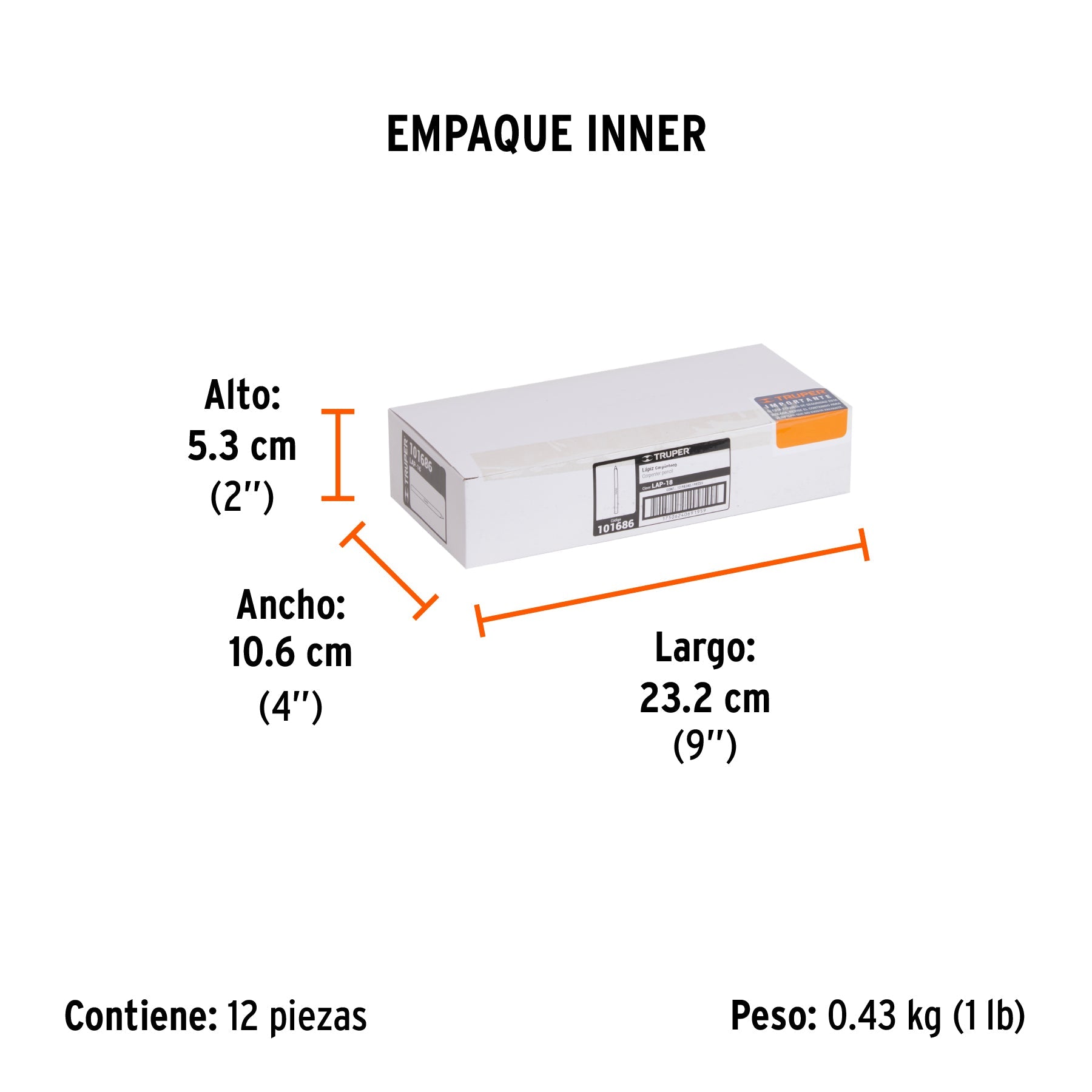 Blíster con 2 lápices de 18 cm para carpintero, TRUPER - Empaque