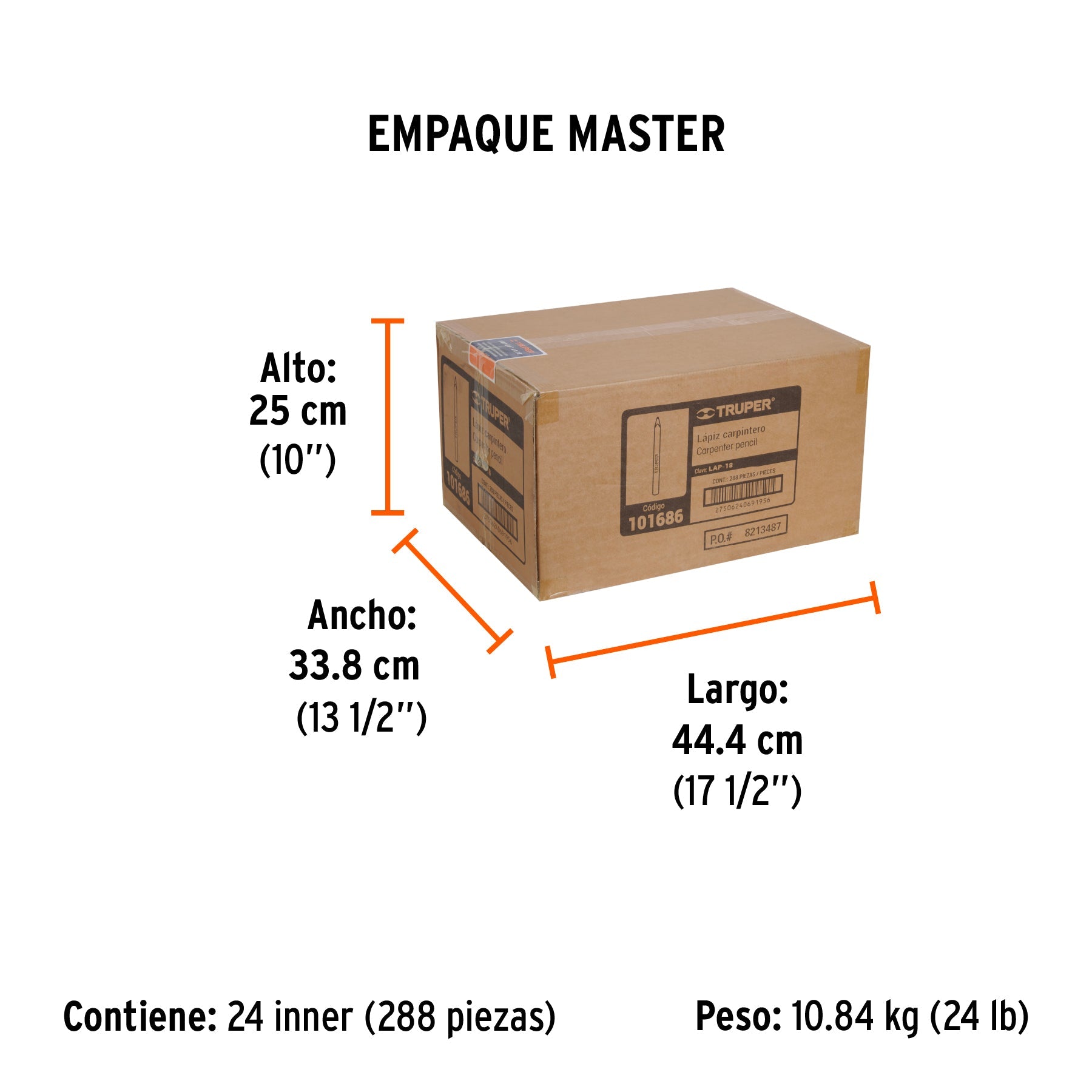 Blíster con 2 lápices de 18 cm para carpintero, TRUPER - Empaque