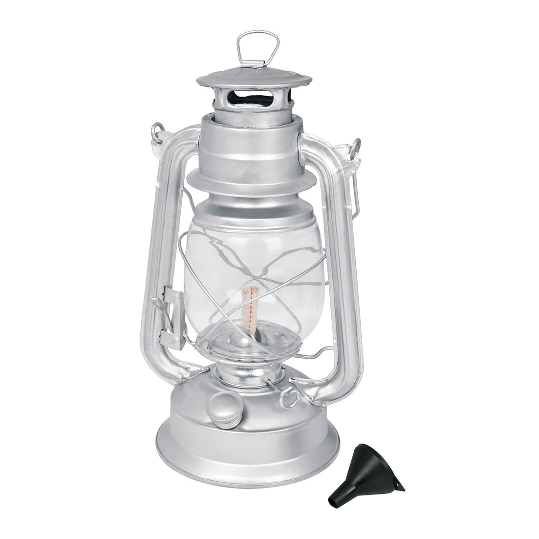 Lámpara de petróleo, color plata, 12"