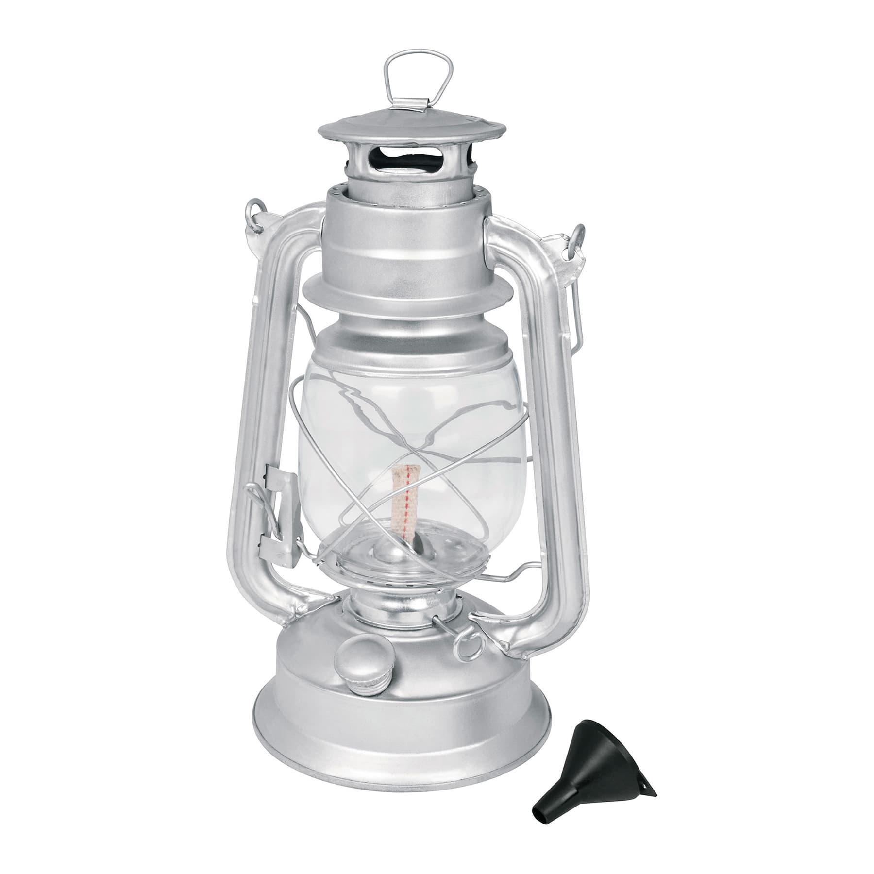 Lámpara de petróleo, color plata, 12"