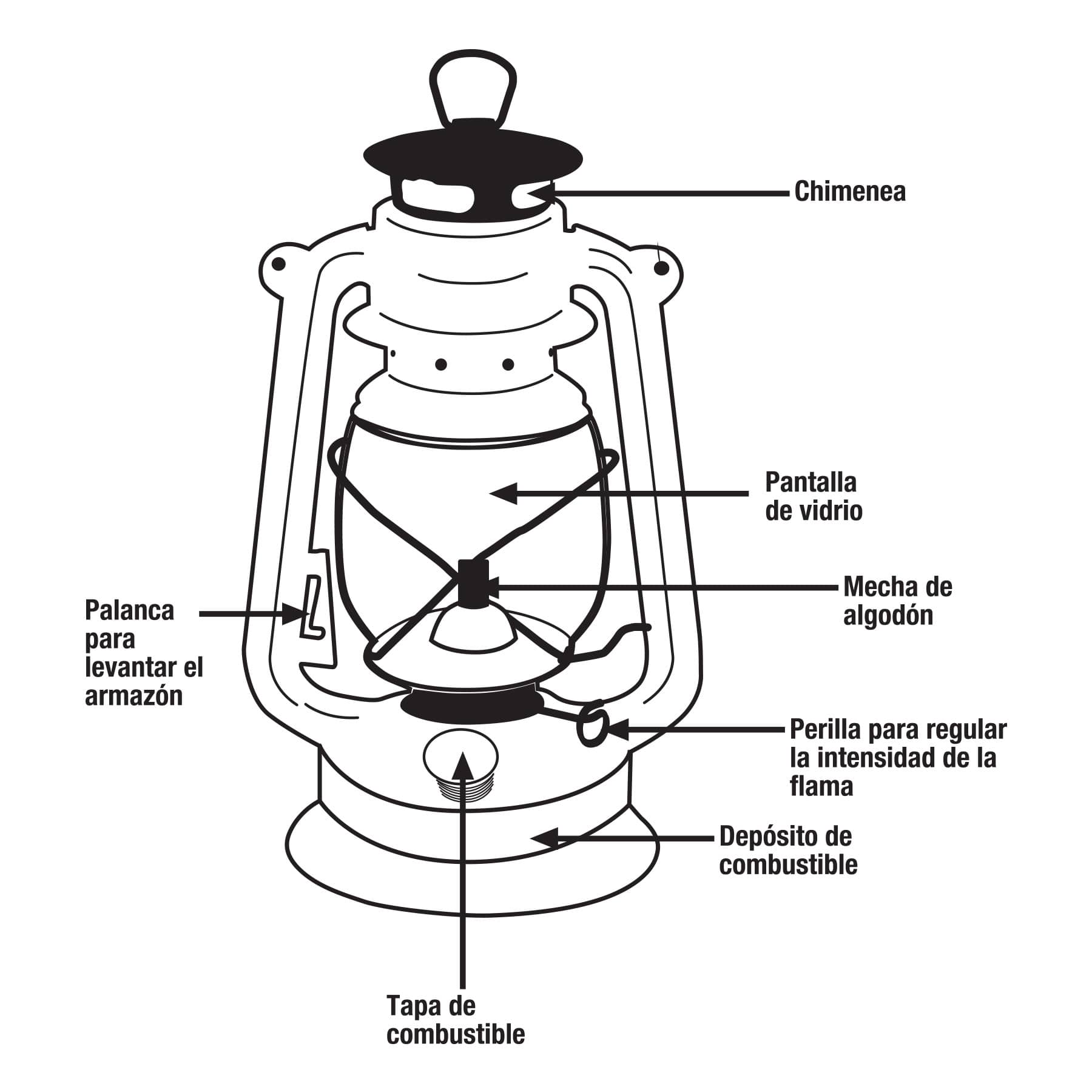 Lámpara de petróleo, color plata, 12"