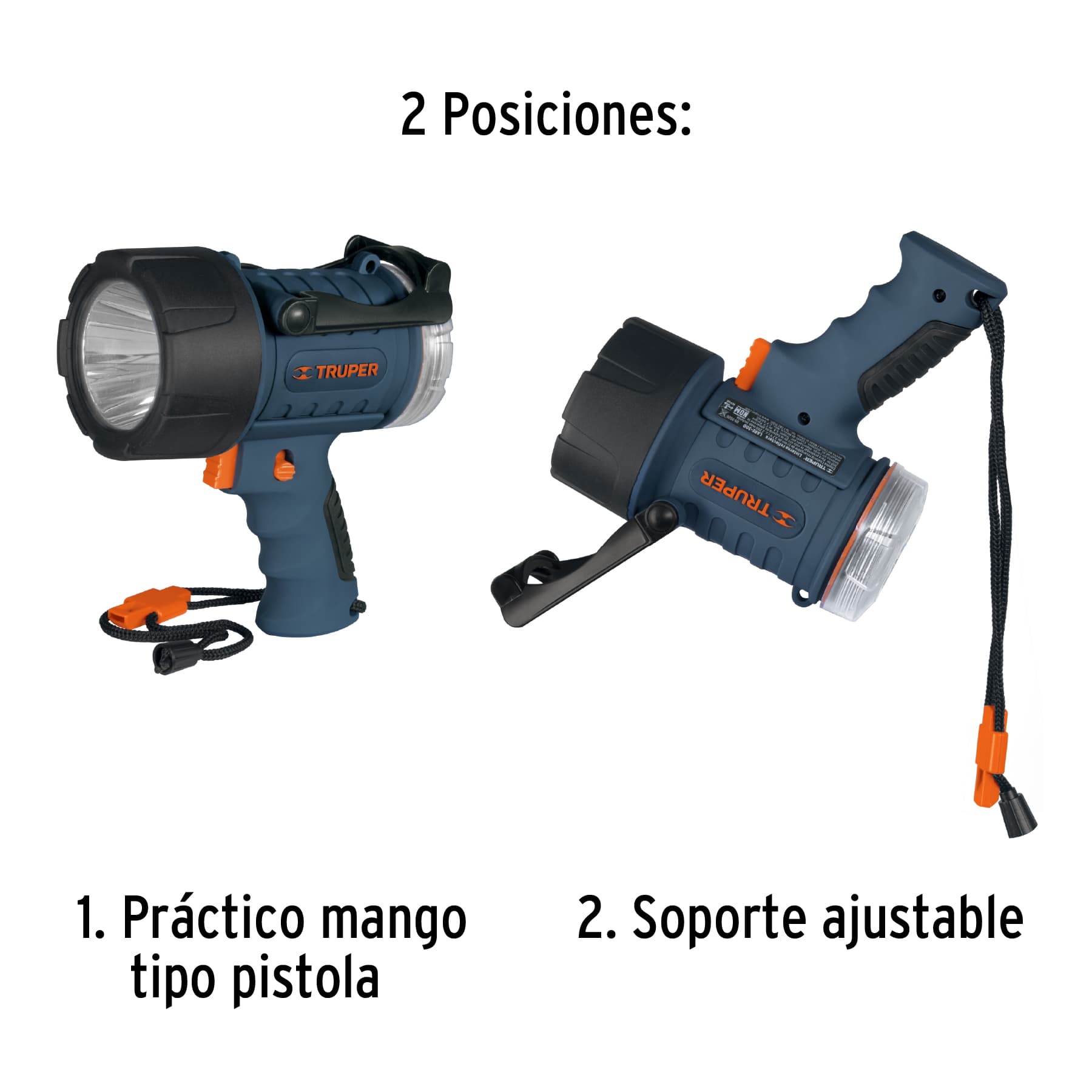 Lámpara recargable de LED 550 lm alta potencia, TRUPER