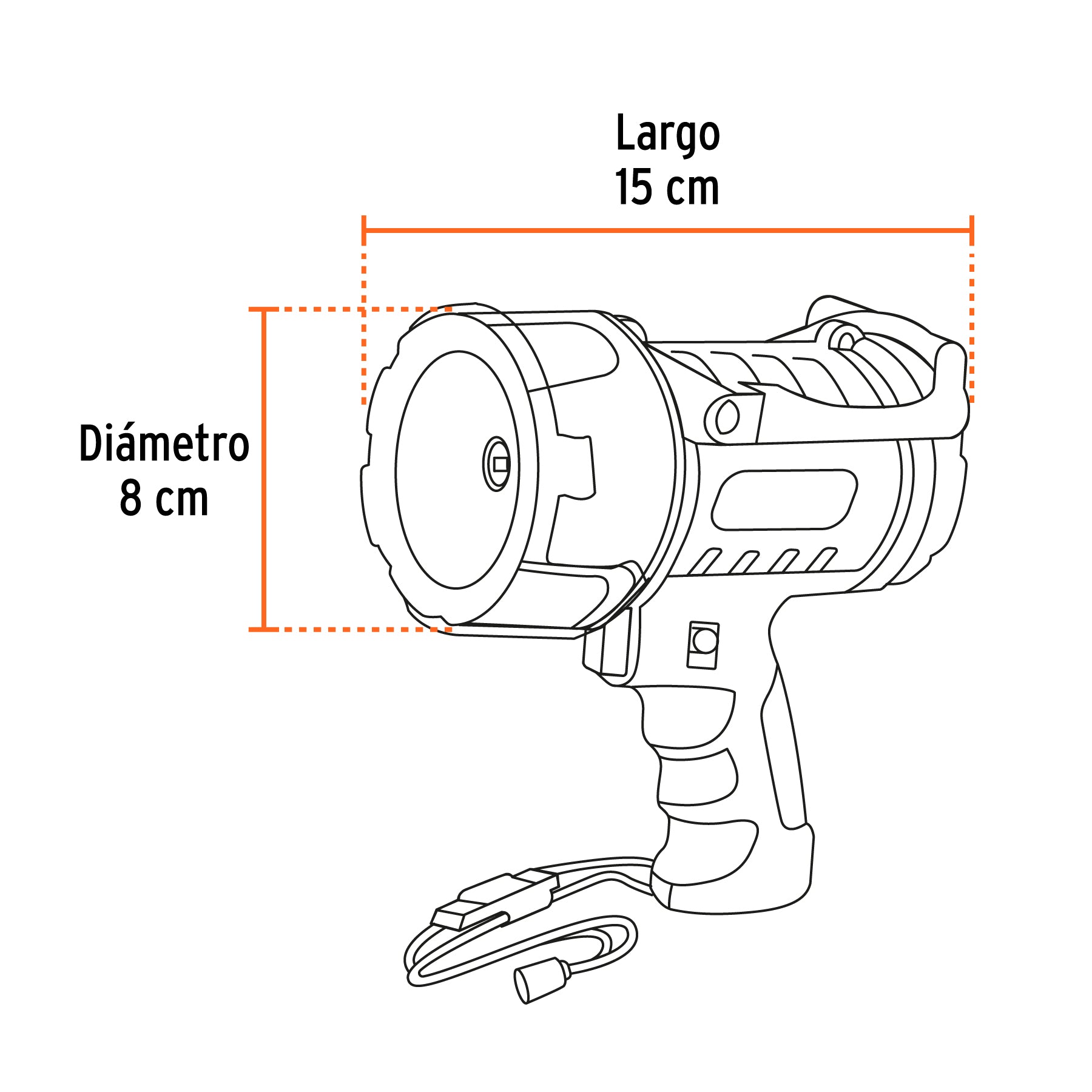 Linterna reflectora LED 900 lm, recargable, TRUPER