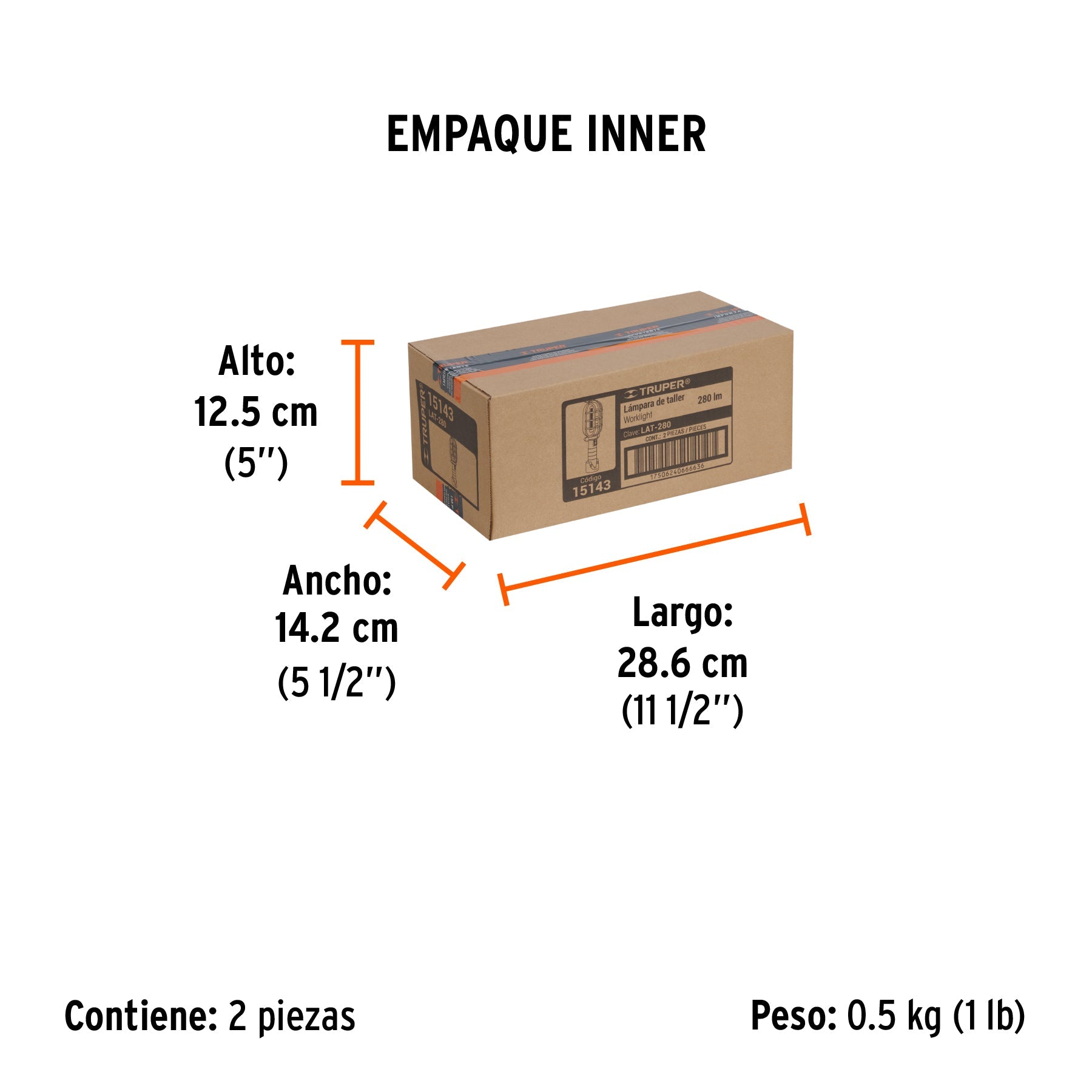 Lámpara LED 280 lm de taller, recargable, TRUPER - Empaque