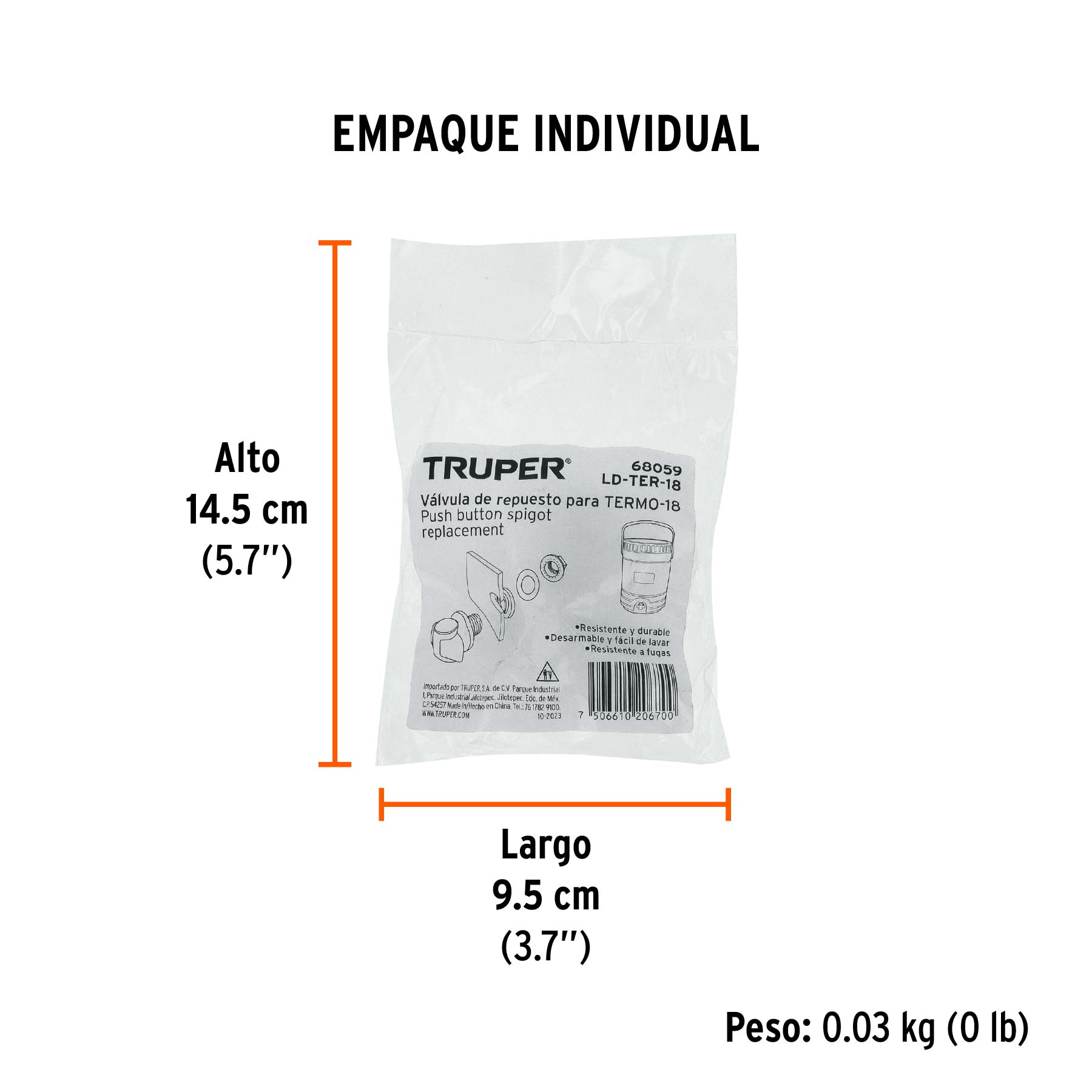 Llave despachadora para TERMO-18, TRUPER - Empaque