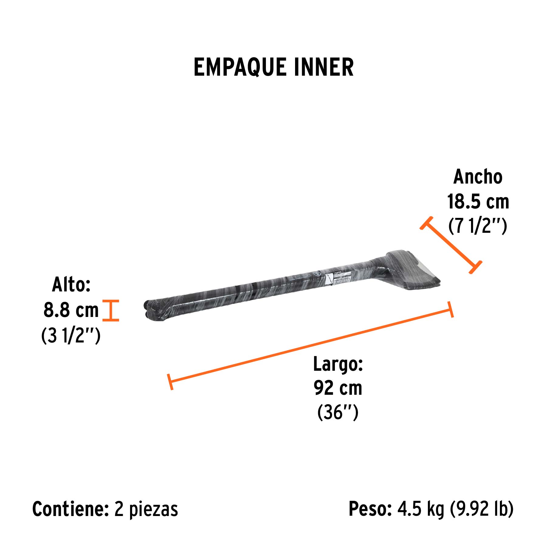 Hacha labor entera 2-1/2 lb, mango de fibra de vidrio 36" - Empaque