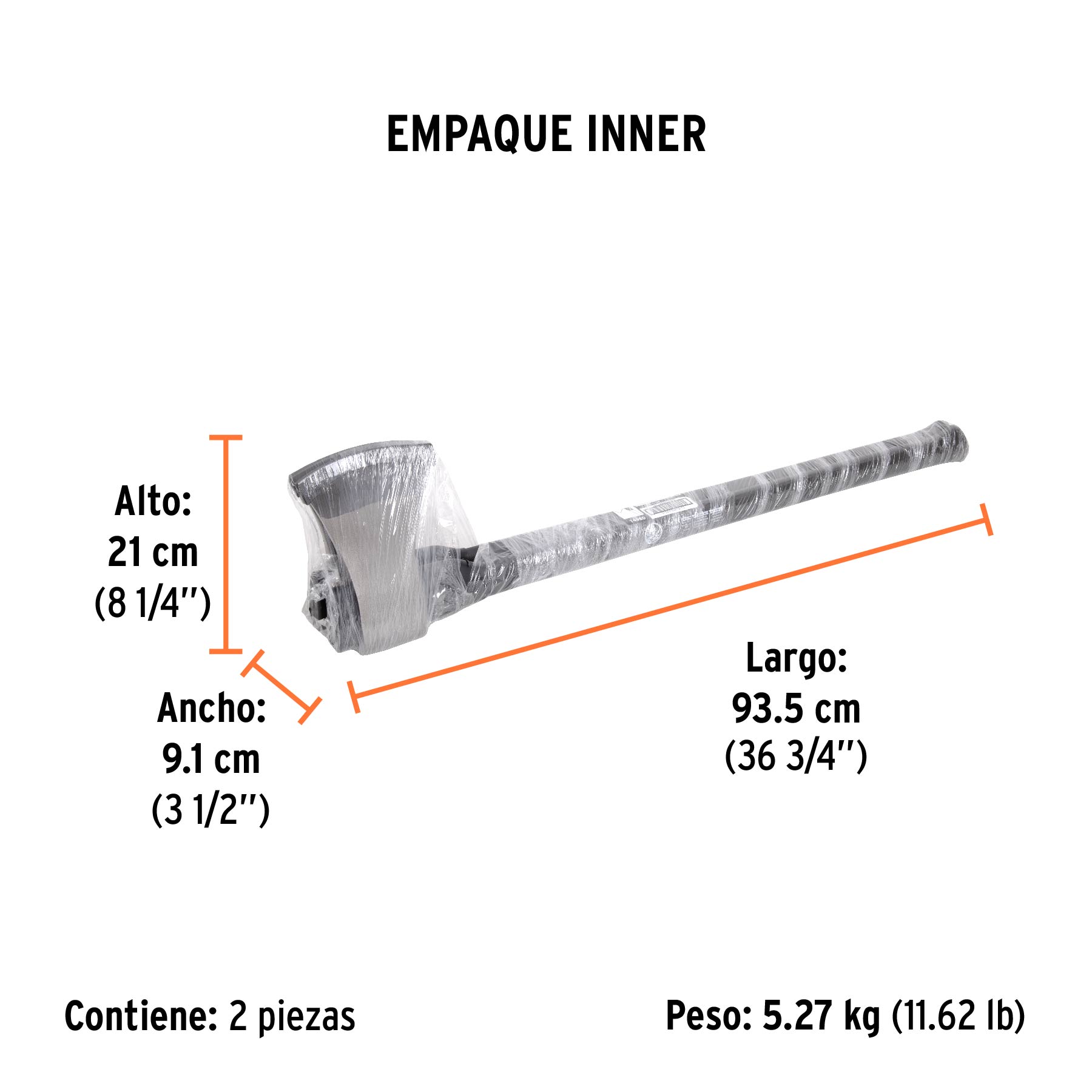 Hacha labor entera 3-1/2 lb, mango de fibra de vidrio 36" - Empaque
