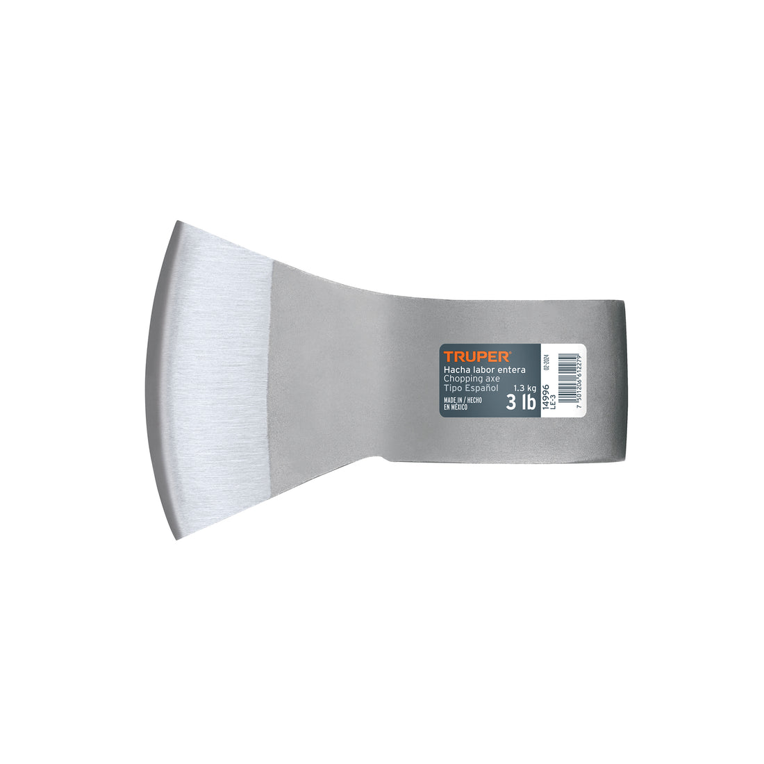 Hacha labor entera 3 lb, sin mango, TRUPER