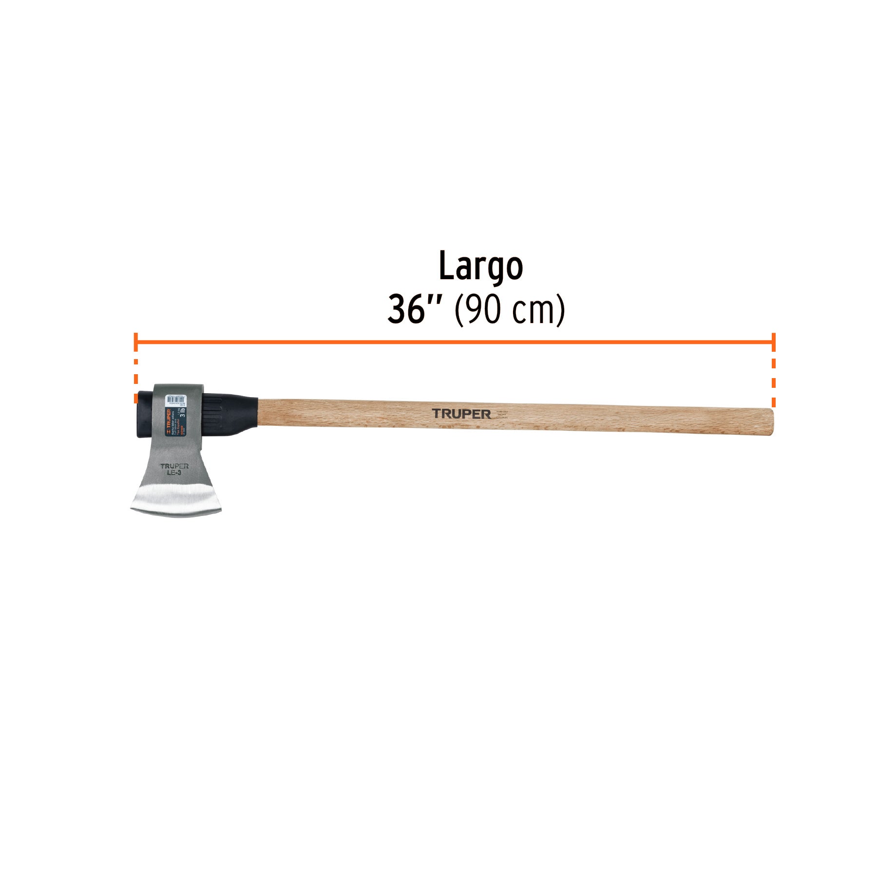 Hacha labor entera 3 lb, mango de madera 36", TRUPER