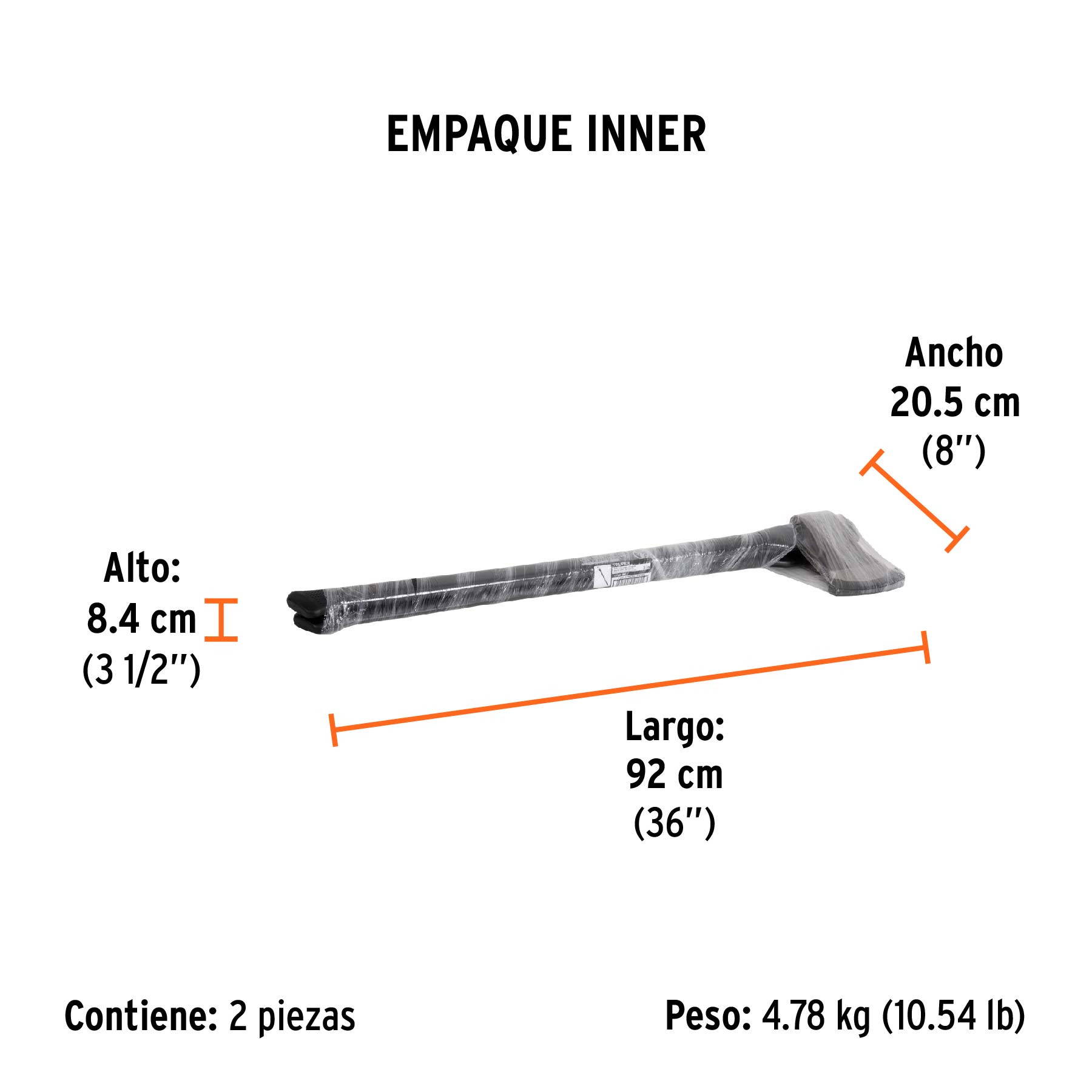 Hacha labor entera 3 lb, mango de fibra de vidrio 36",TRUPER - Empaque
