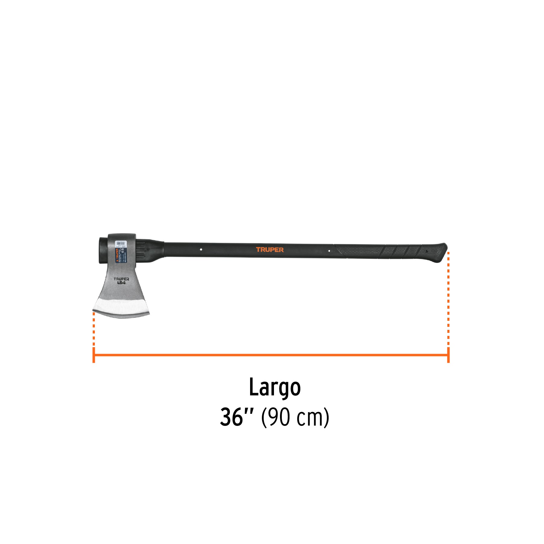 Hacha labor entera 4 lb, mango de fibra de vidrio 36",TRUPER