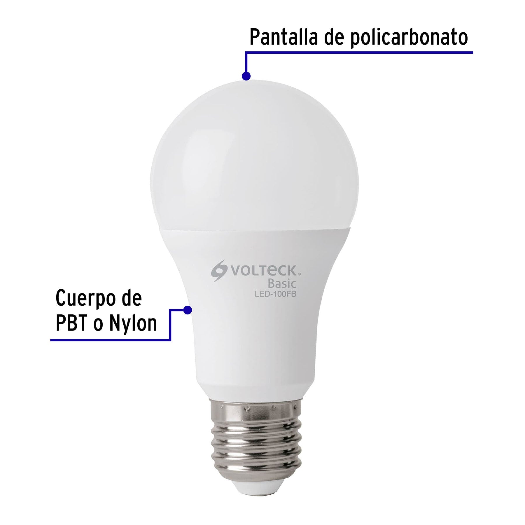 Foco LED 14W (75W) A19, 6500K blanca fría, 1150 lm, BASIC