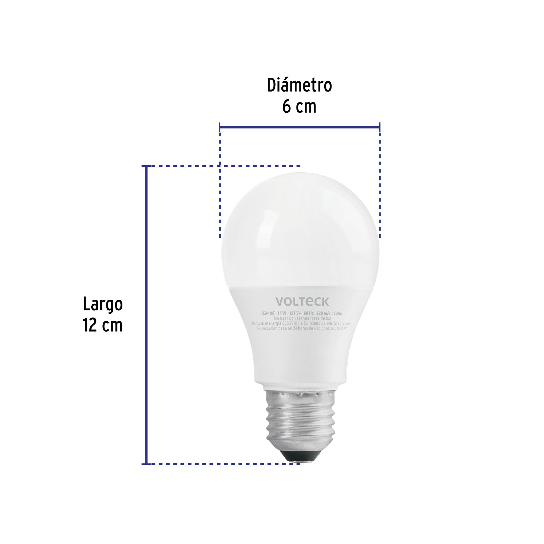Foco LED 14W (100W) A19, 6500K blanca fría, 1500 lm, caja