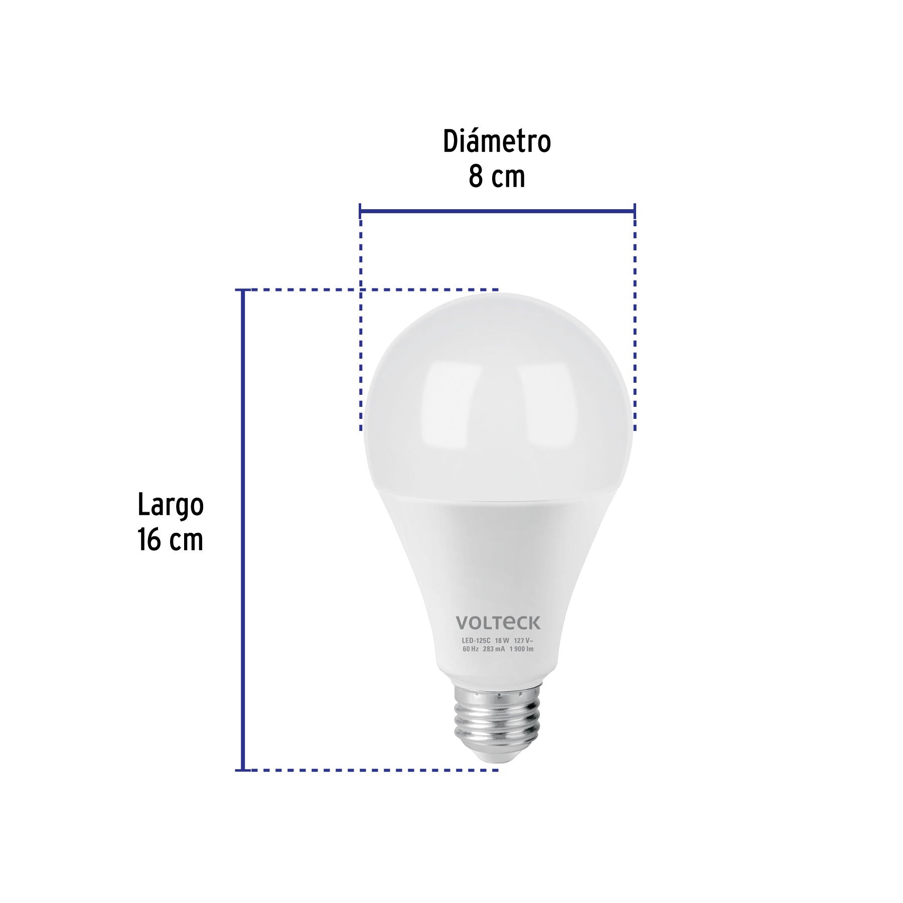Foco LED 18W (125W) A25, 3000K blanca cálida, 1900 lm, caja