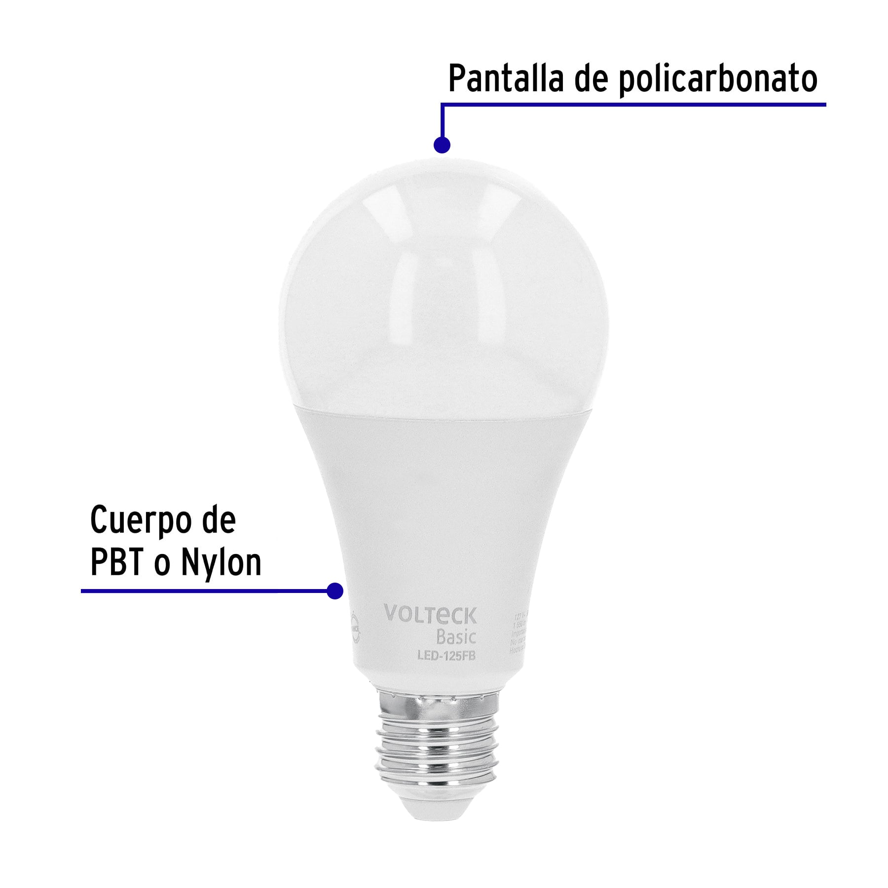 Foco LED 16W (100W) A22, 6500K blanca fría, 1550 lm, BASIC