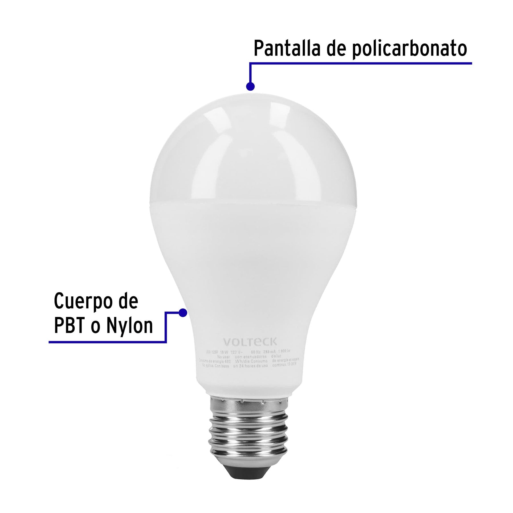 Pack 4 focos LED 18W (125W) A25, 6500K blanca fría, 1900 lm
