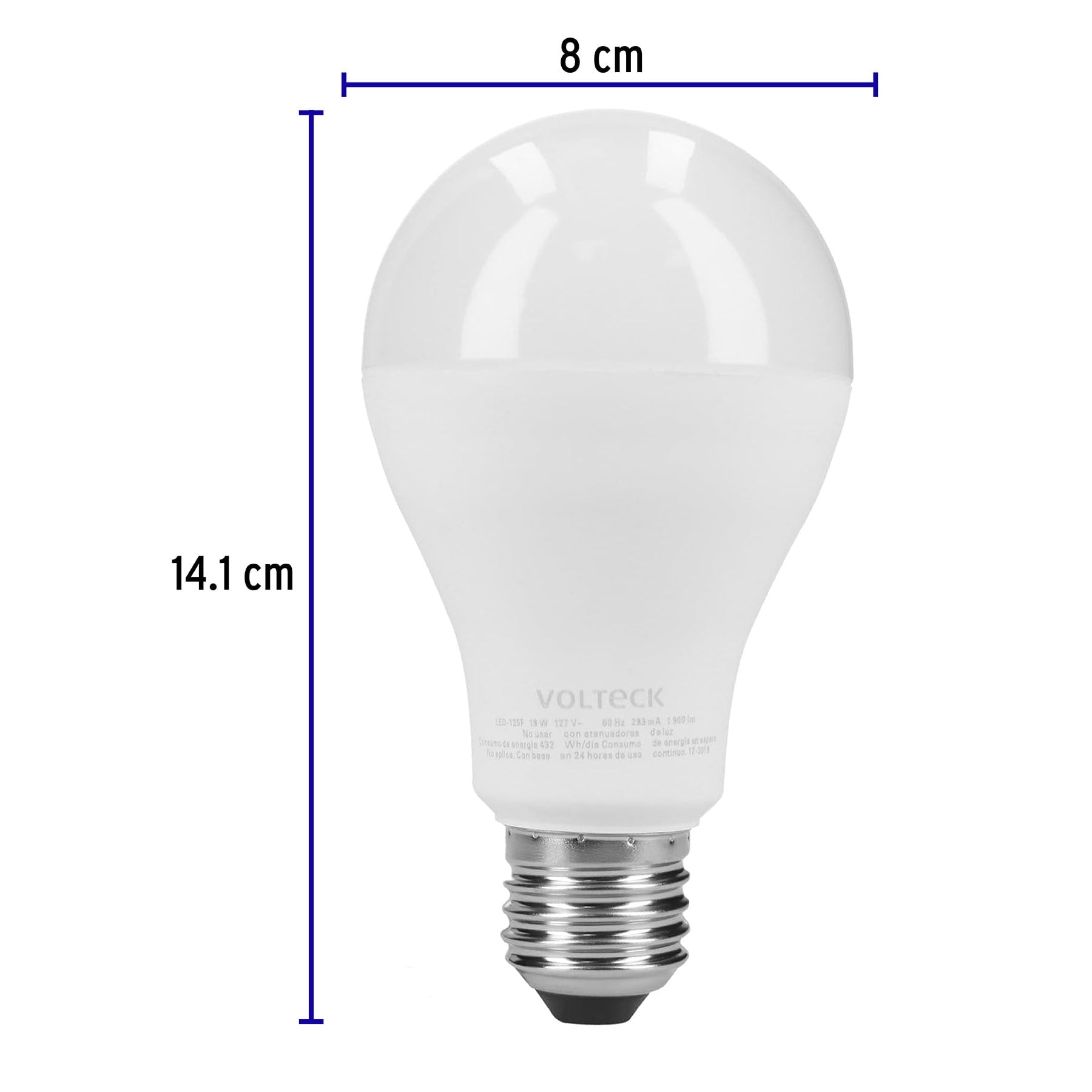 Pack 4 focos LED 18W (125W) A25, 6500K blanca fría, 1900 lm