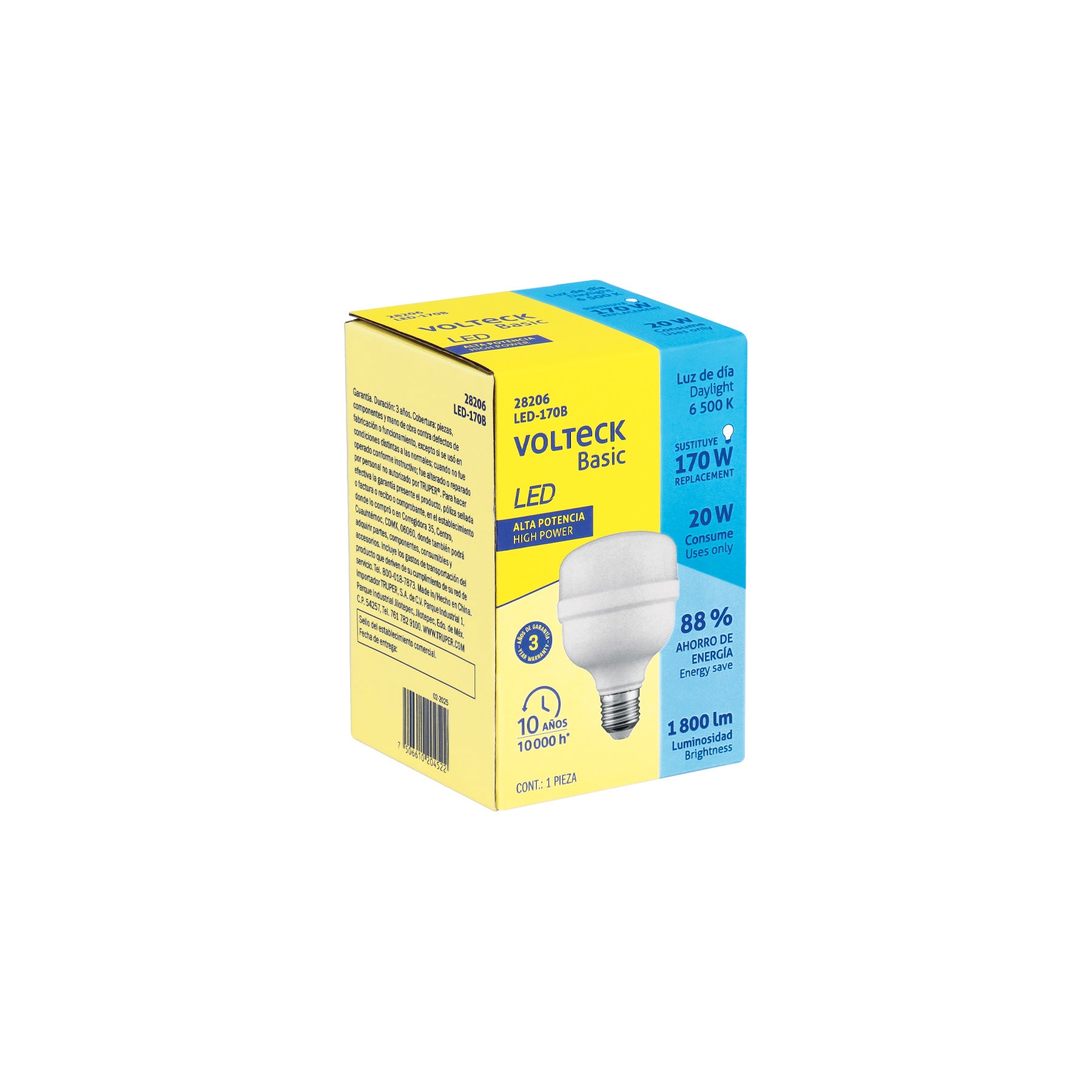 Foco LED alta potencia 20W (170W) 6500K blanca fría, BASIC