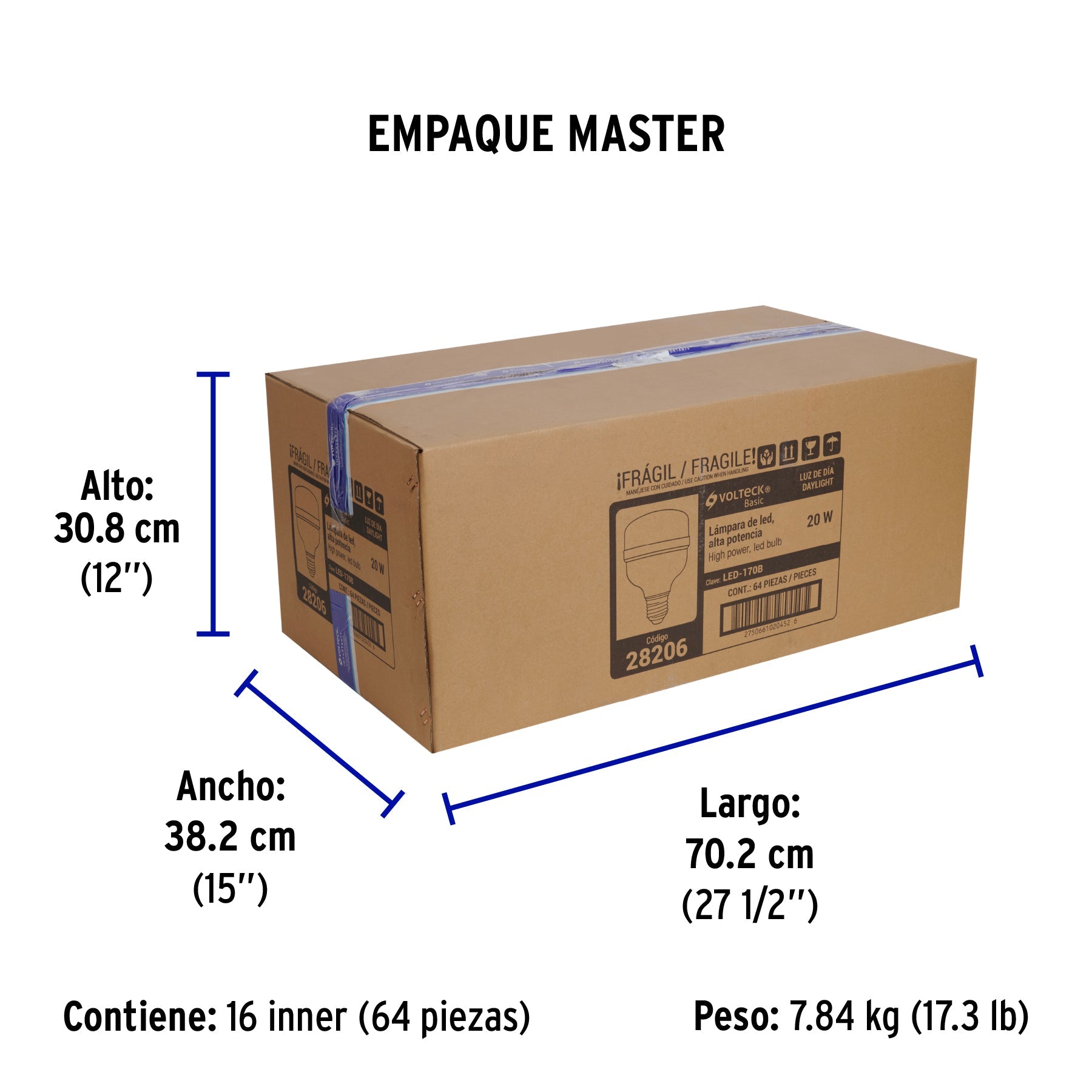 Foco LED alta potencia 20W (170W) 6500K blanca fría, BASIC - Empaque