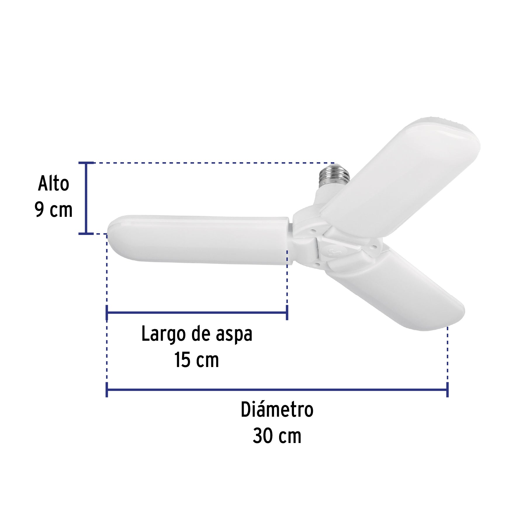 Lámpara LED tipo ventilador 24W, 3 aspas, 6500K, BASIC