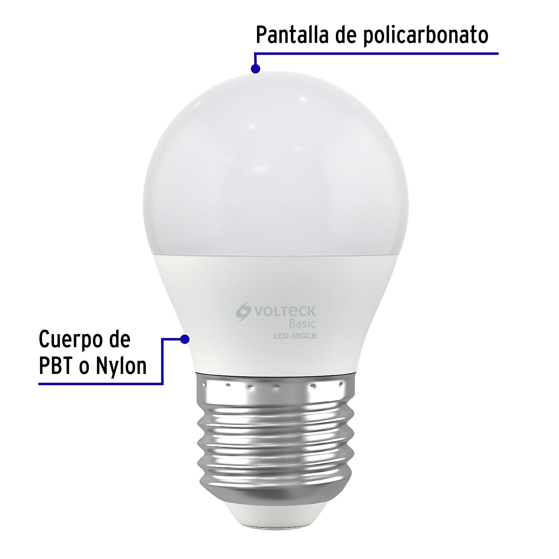 Foco LED 3W (25W) G45, 3000K blanca cálida, 270 lm, BASIC