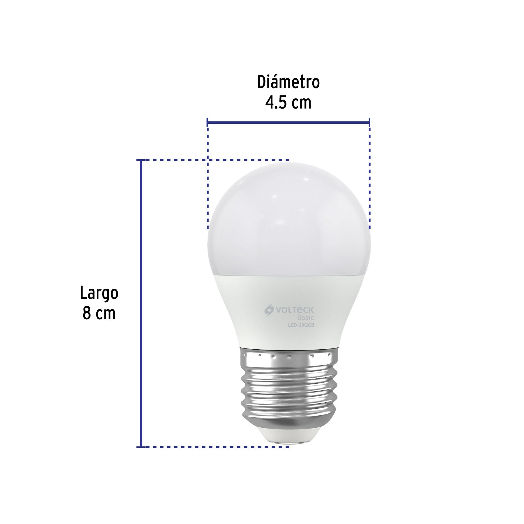 Foco LED 3W (25W) G45, 3000K blanca cálida, 270 lm, BASIC
