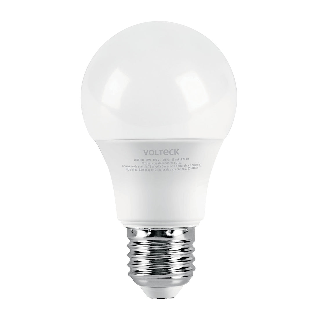 Foco LED 3W (25W) A19, 6500K blanca fría, 270 lm, blíster