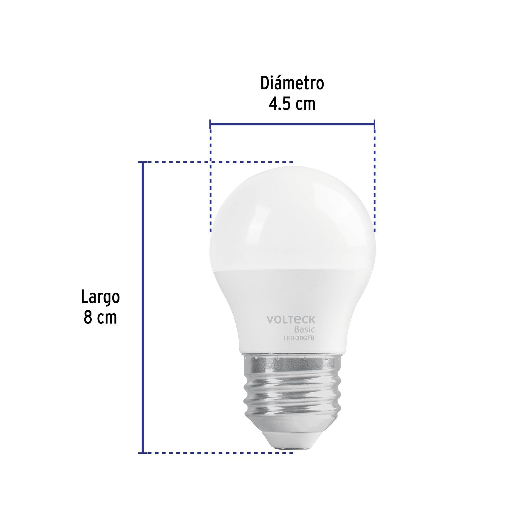 Foco LED 3W (25W) G45, 6500K blanca fría, 270 lm, BASIC