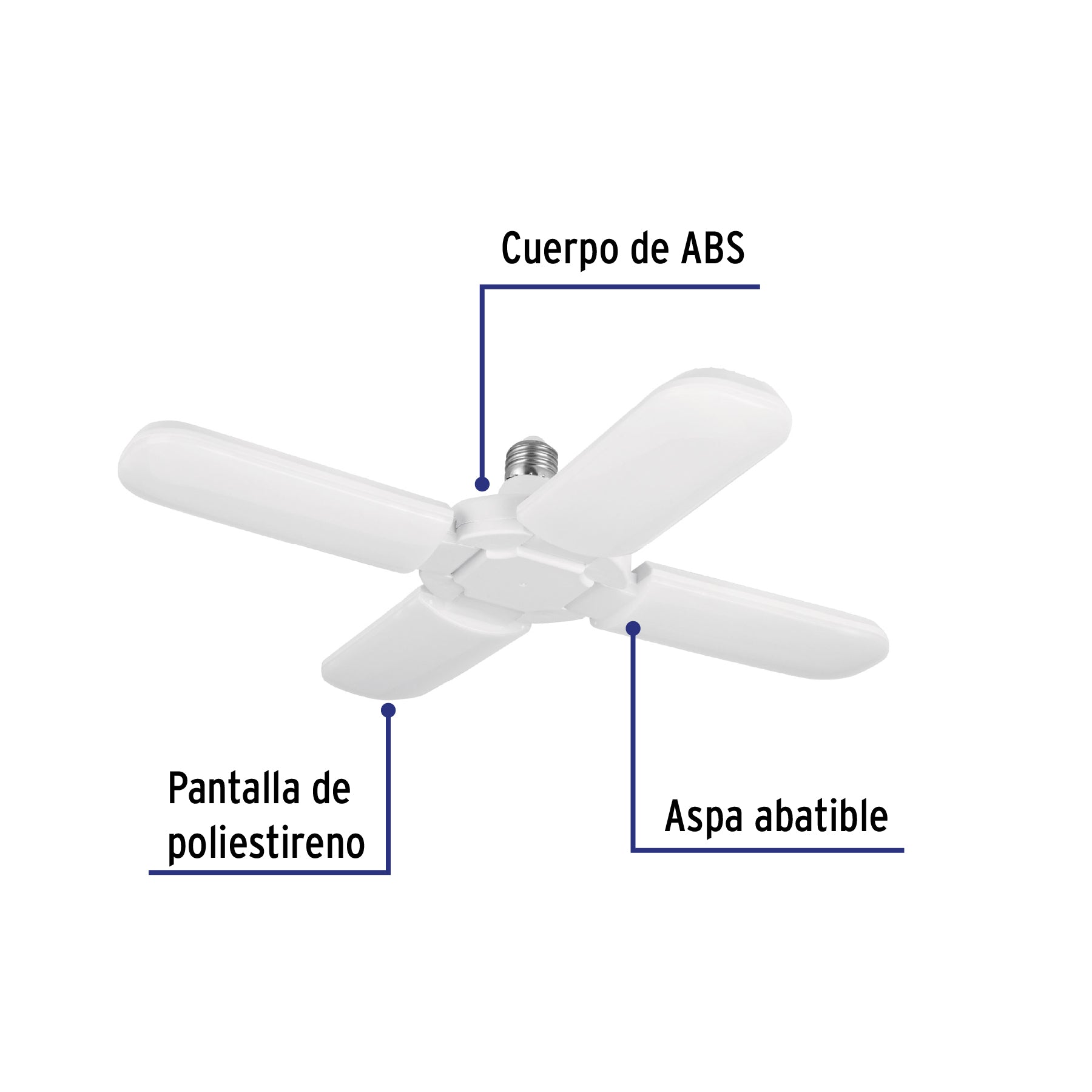 Lámpara LED tipo ventilador 32W, 4 aspas, 6500K, BASIC