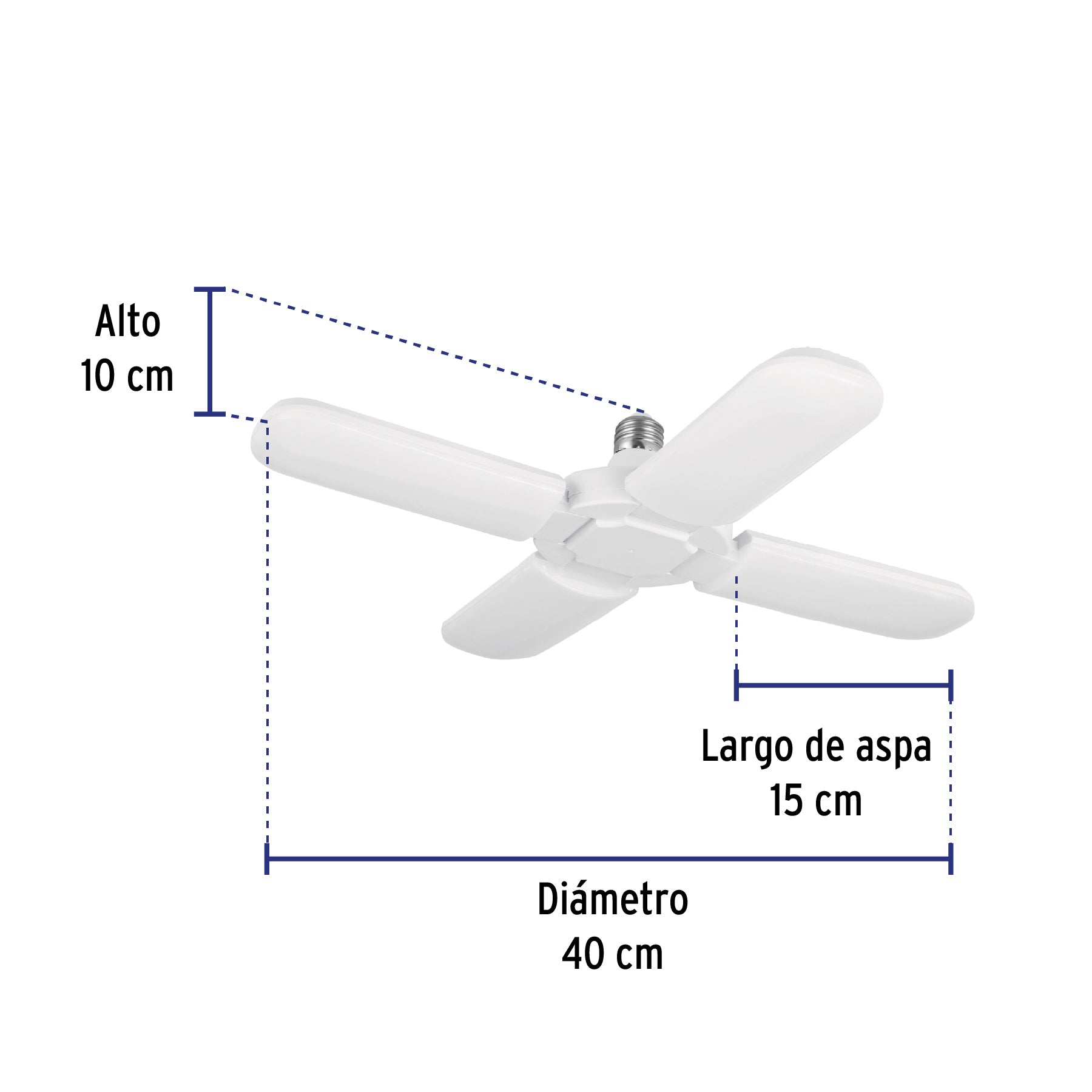 Lámpara LED tipo ventilador 32W, 4 aspas, 6500K, BASIC
