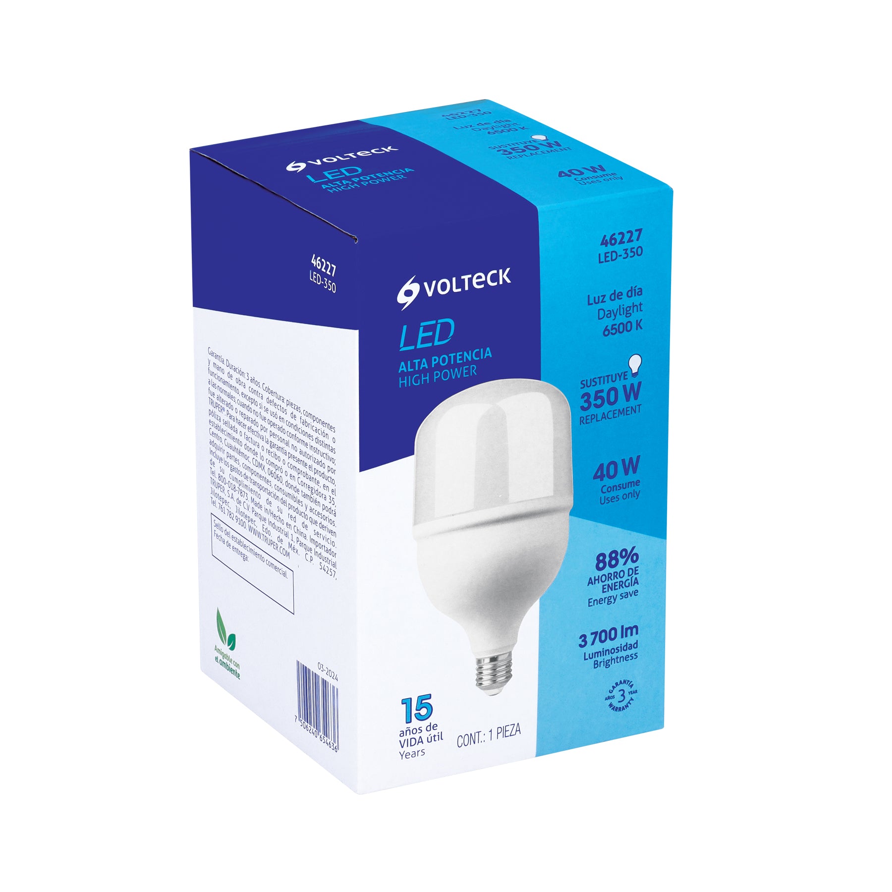 Foco LED alta potencia 40W (350W) 6500K blanca fría, E26