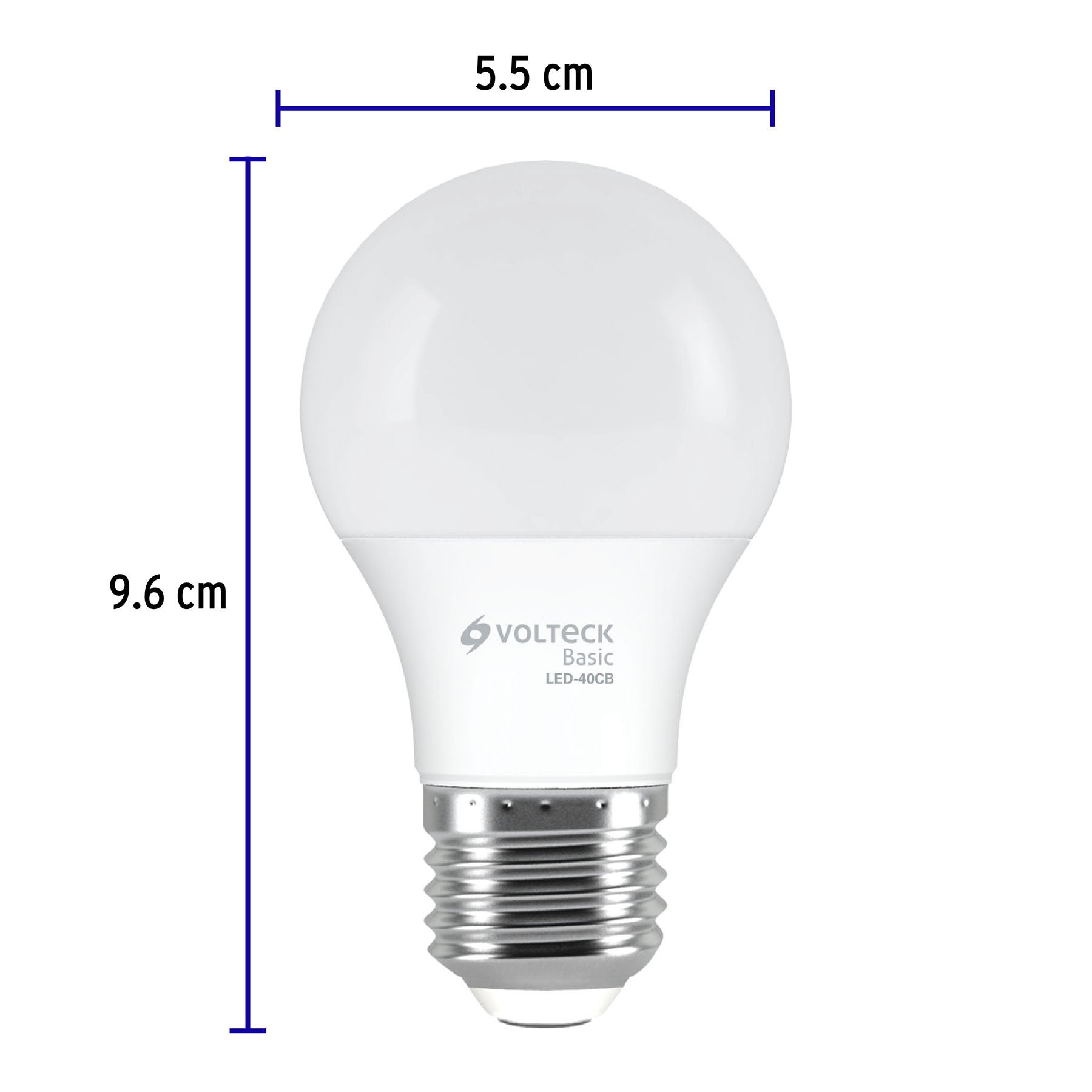 Foco LED 6W (40W) A19, 3000K blanca cálida, 570 lm, BASIC