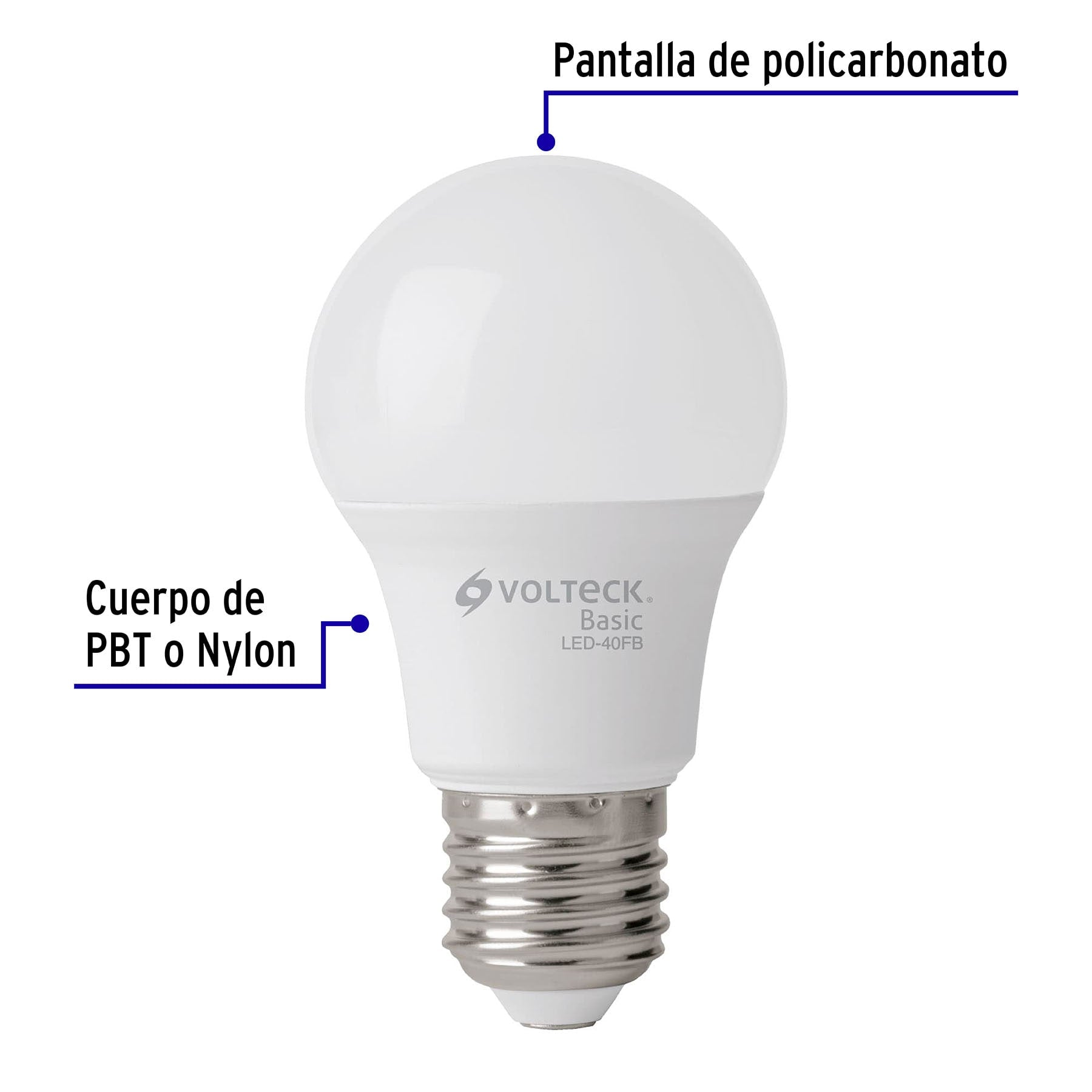 Pack 4 focos LED 6W (40W) A19, 6500K fría, 570 lm, BASIC