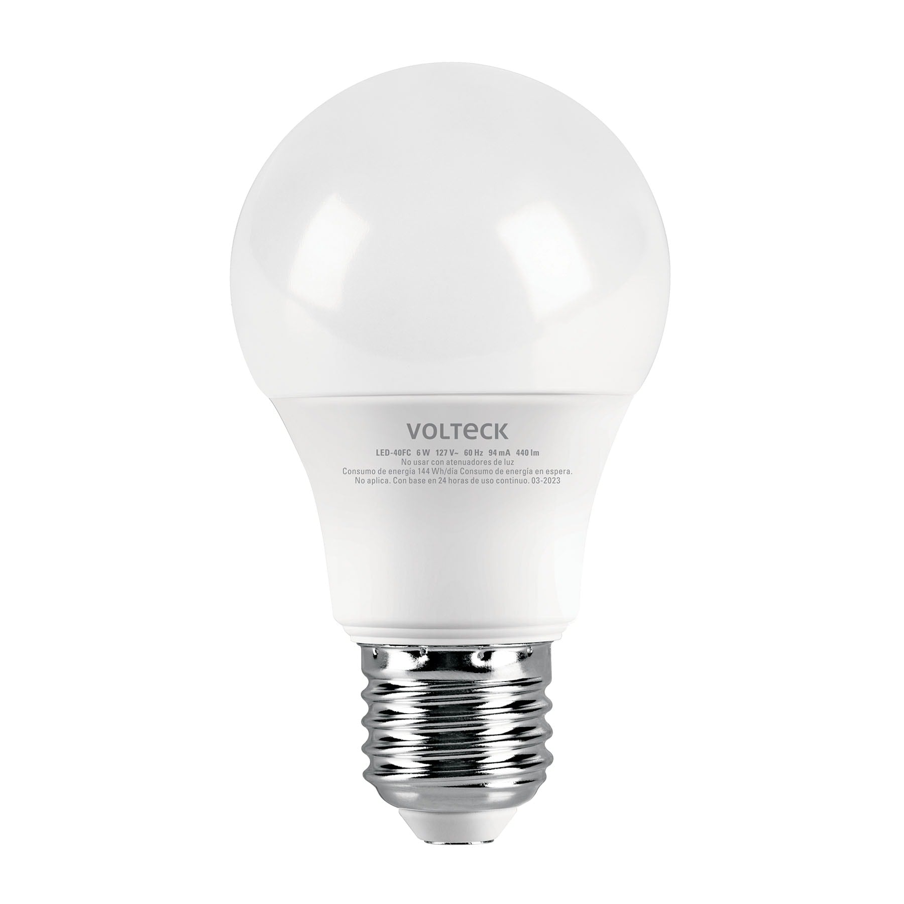 Foco LED 6W (40W) A19, 6500K blanca fría, 440 lm, caja