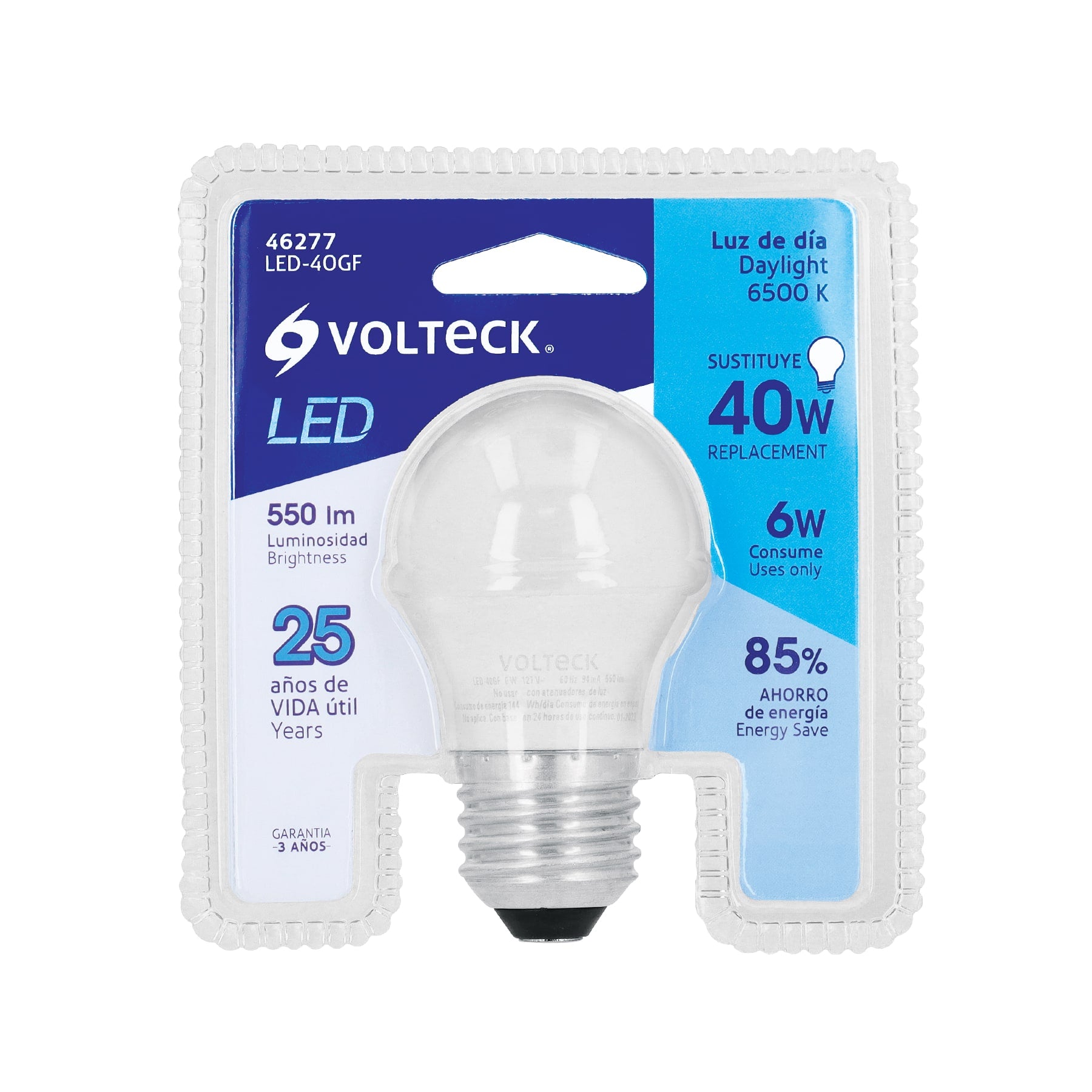 Foco LED 6W (40W) G45, 6500K blanca fría, 550 lm, blíster