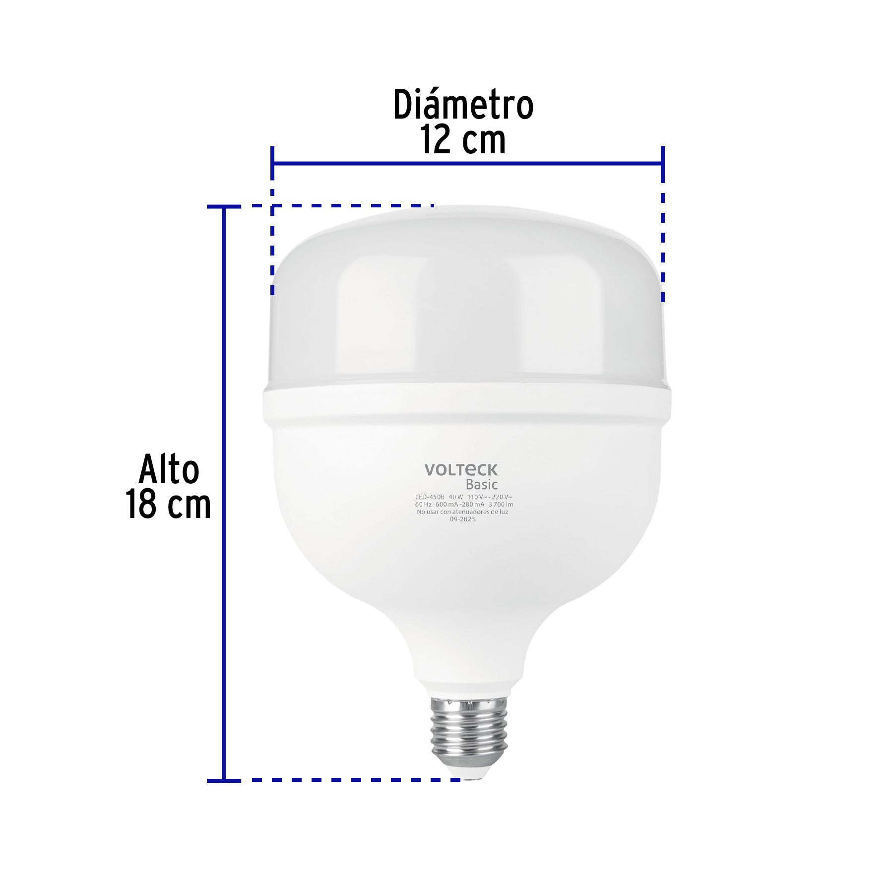 Foco LED alta potencia 40W (450W) 6500K blanca fría, BASIC