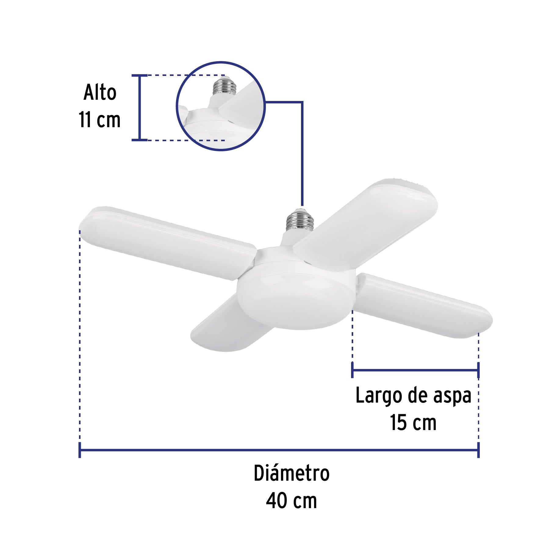 Lámpara LED tipo ventilador 40W, 4 aspas, 6500K, BASIC