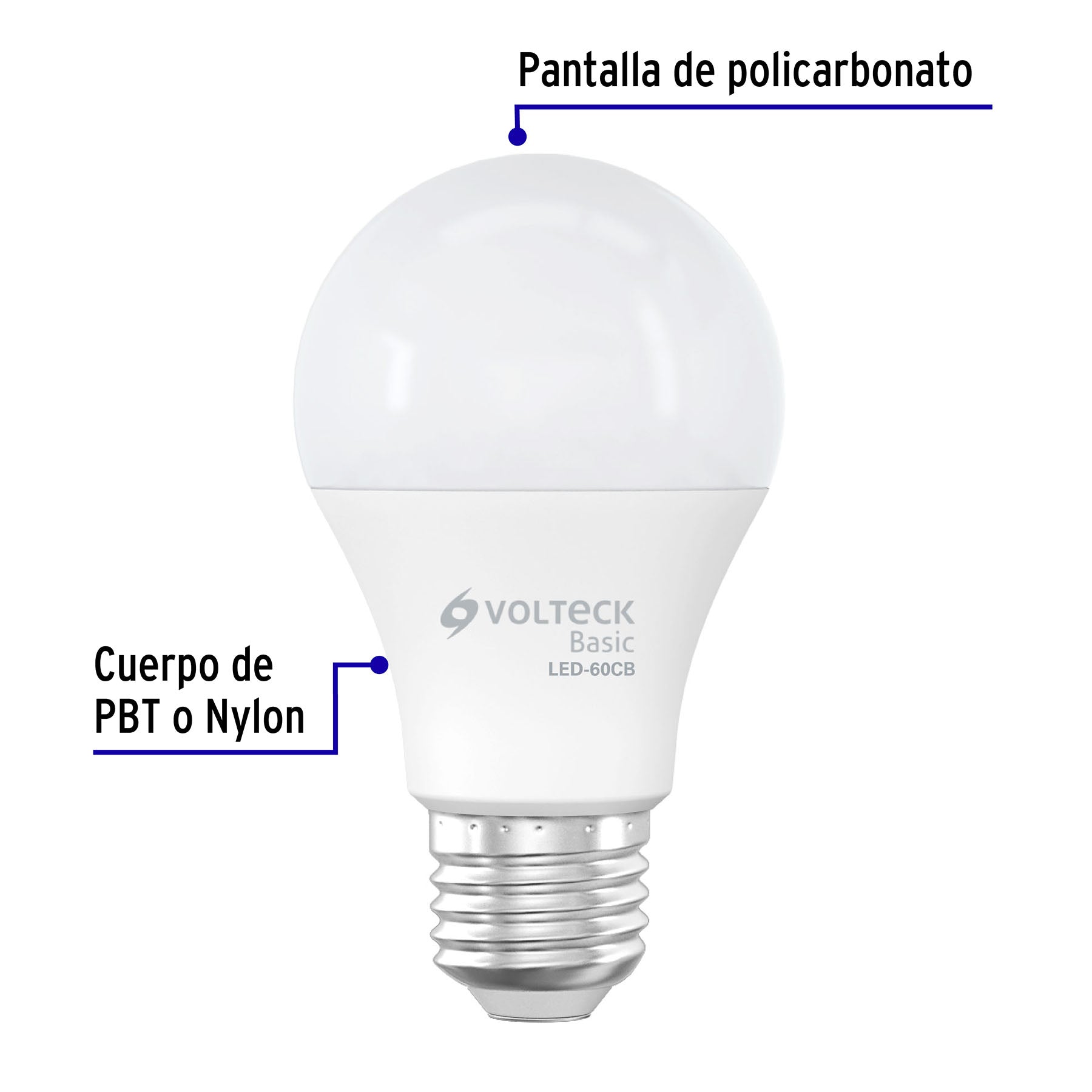 Foco LED 8W (60W) A19, 3000K blanca cálida, 790 lm, BASIC
