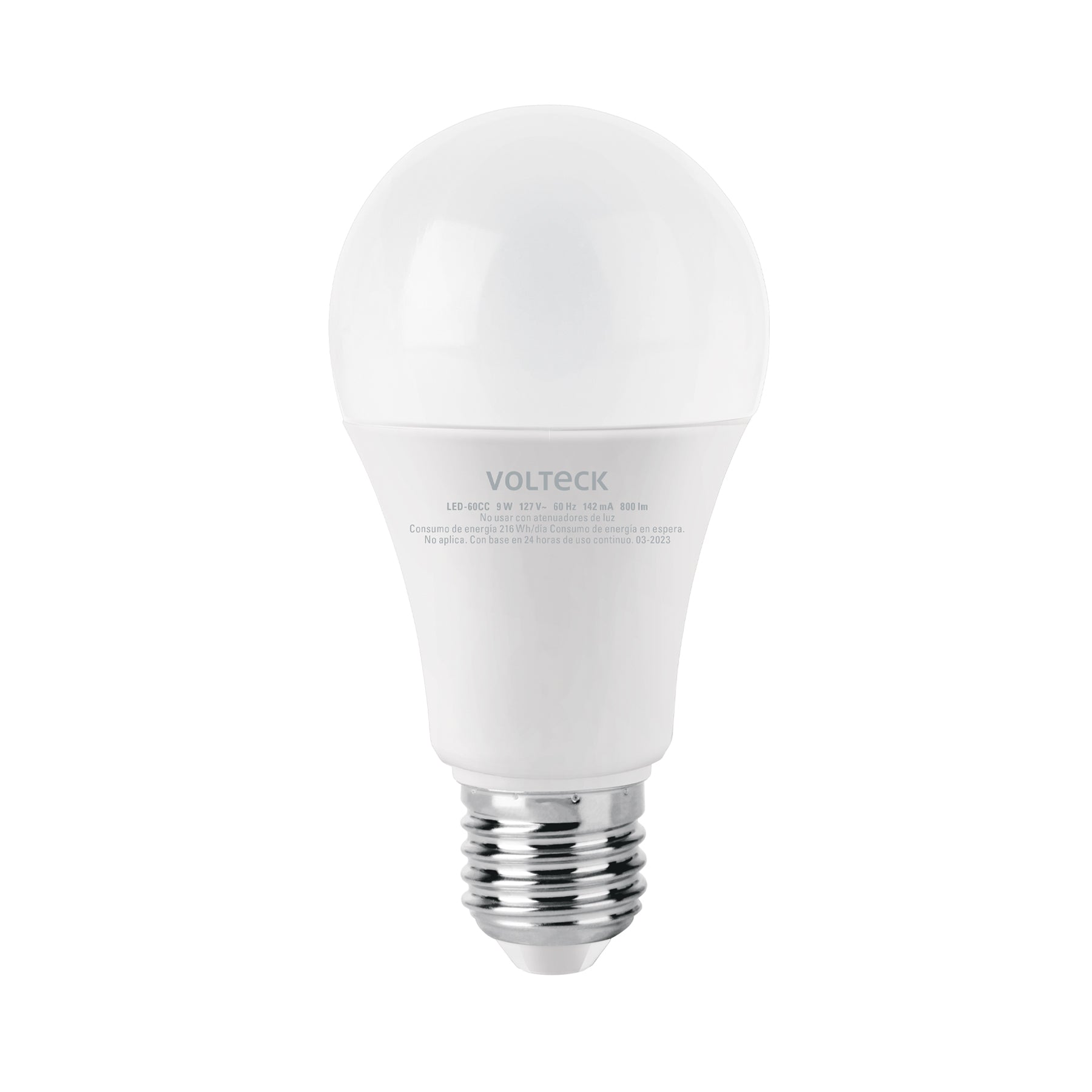 Foco LED 9W (60W) A19, 3000K blanca cálida, 800 lm, caja