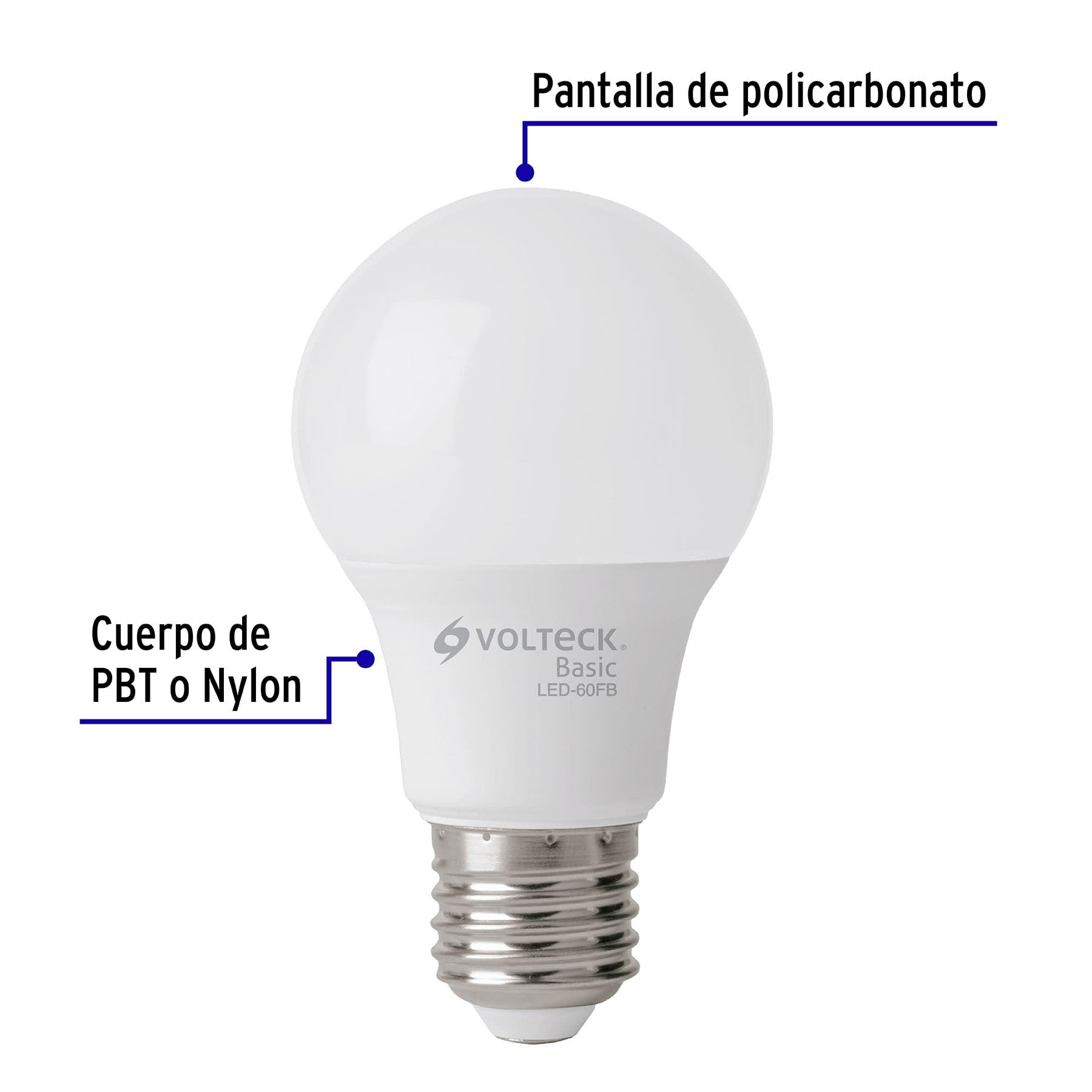 Pack 4 focos LED 8W (60W) A19, 6500K fría, 790 lm, BASIC