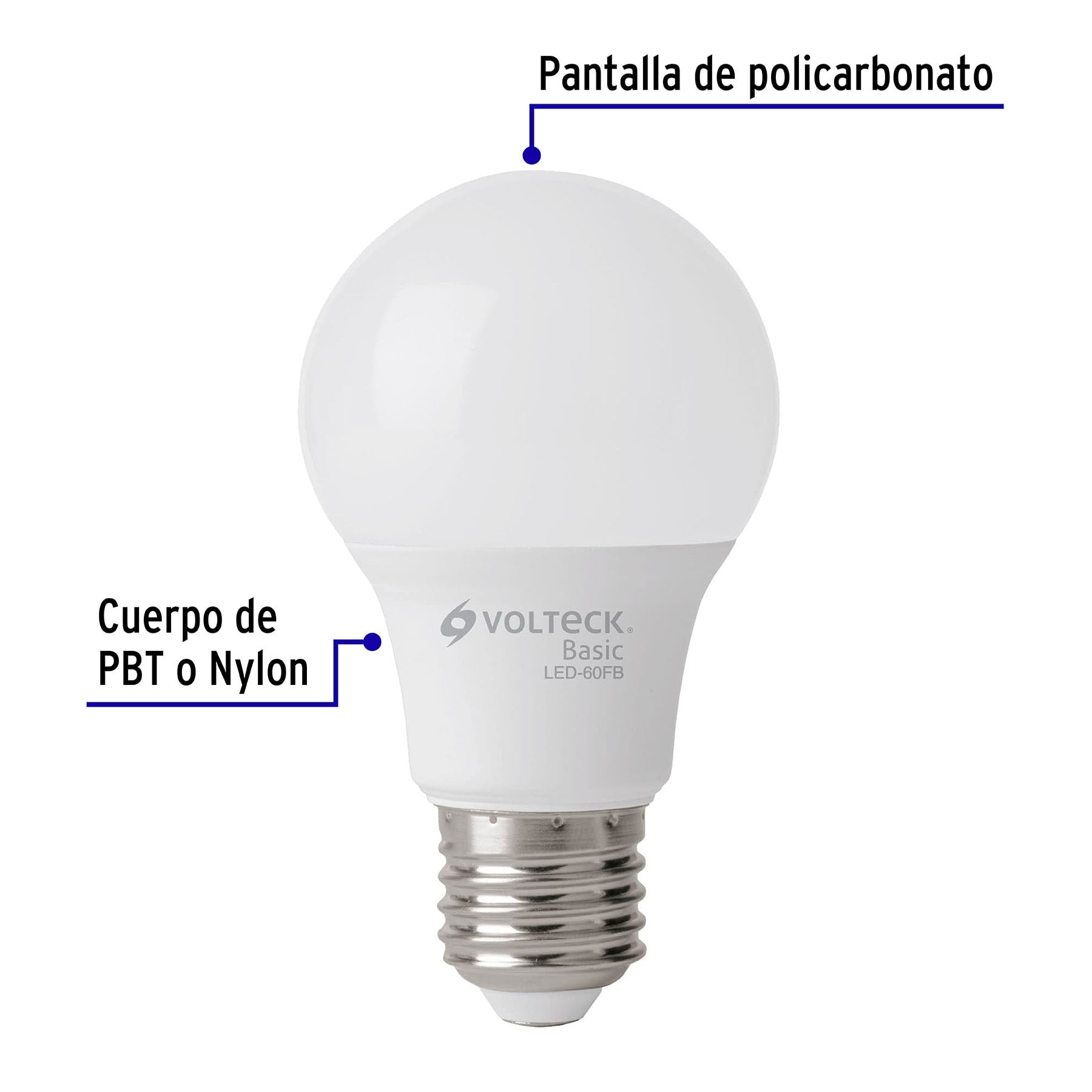 Foco LED 8W (60W) A19, 6500K blanca fría, 790 lm, BASIC