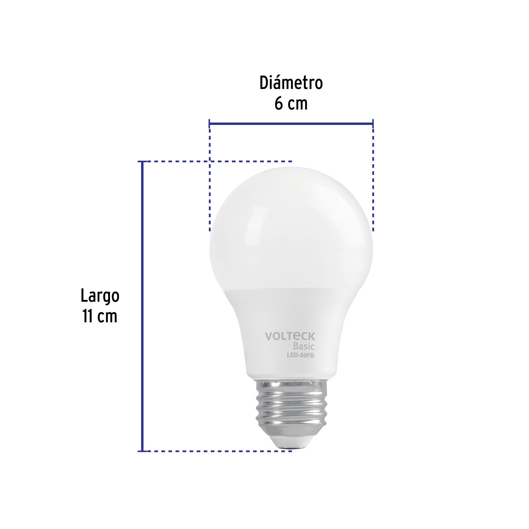 Foco LED 8W (60W) A19, 6500K blanca fría, 790 lm, BASIC