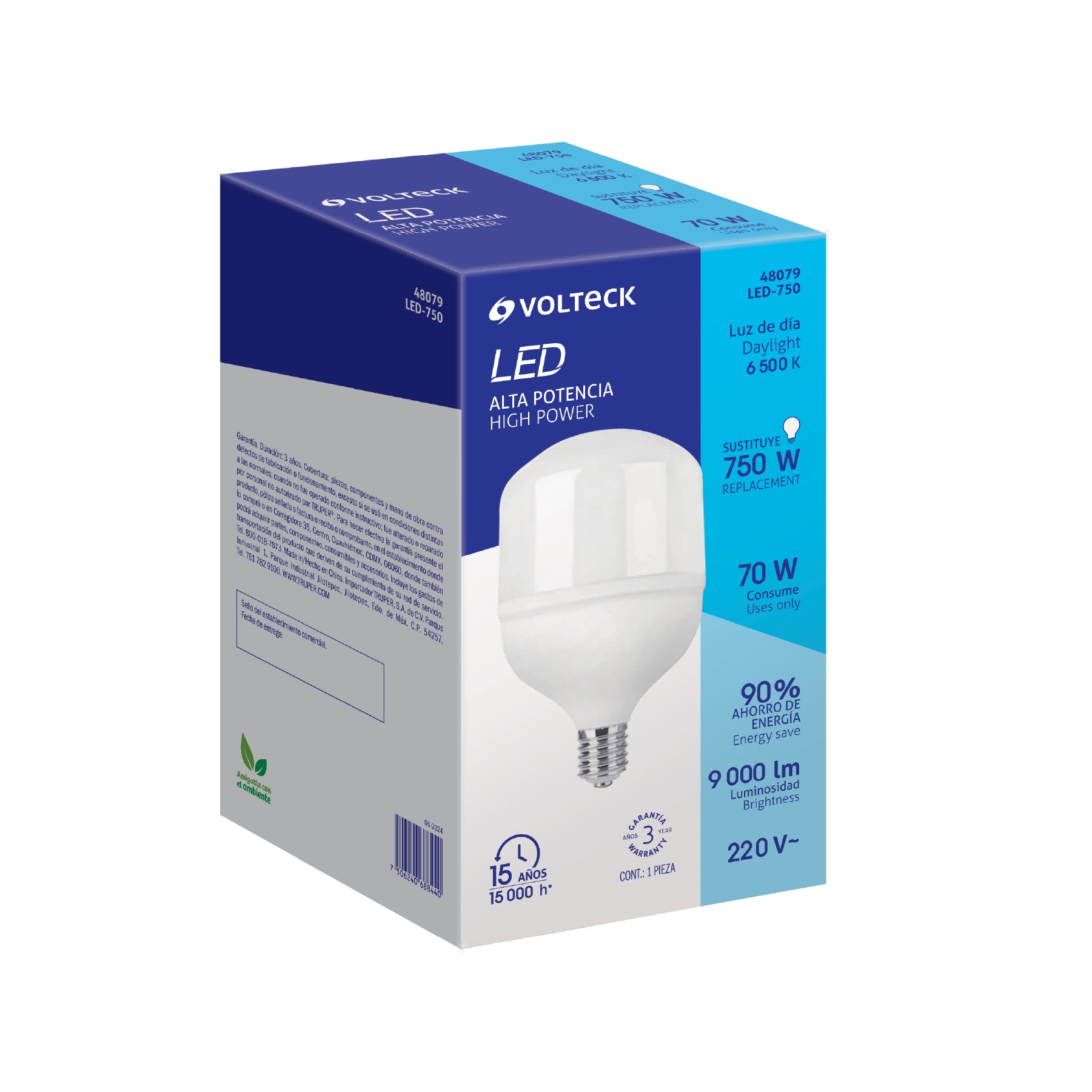 Foco LED alta potencia 70W (750W) 6500K blanca fría, E39