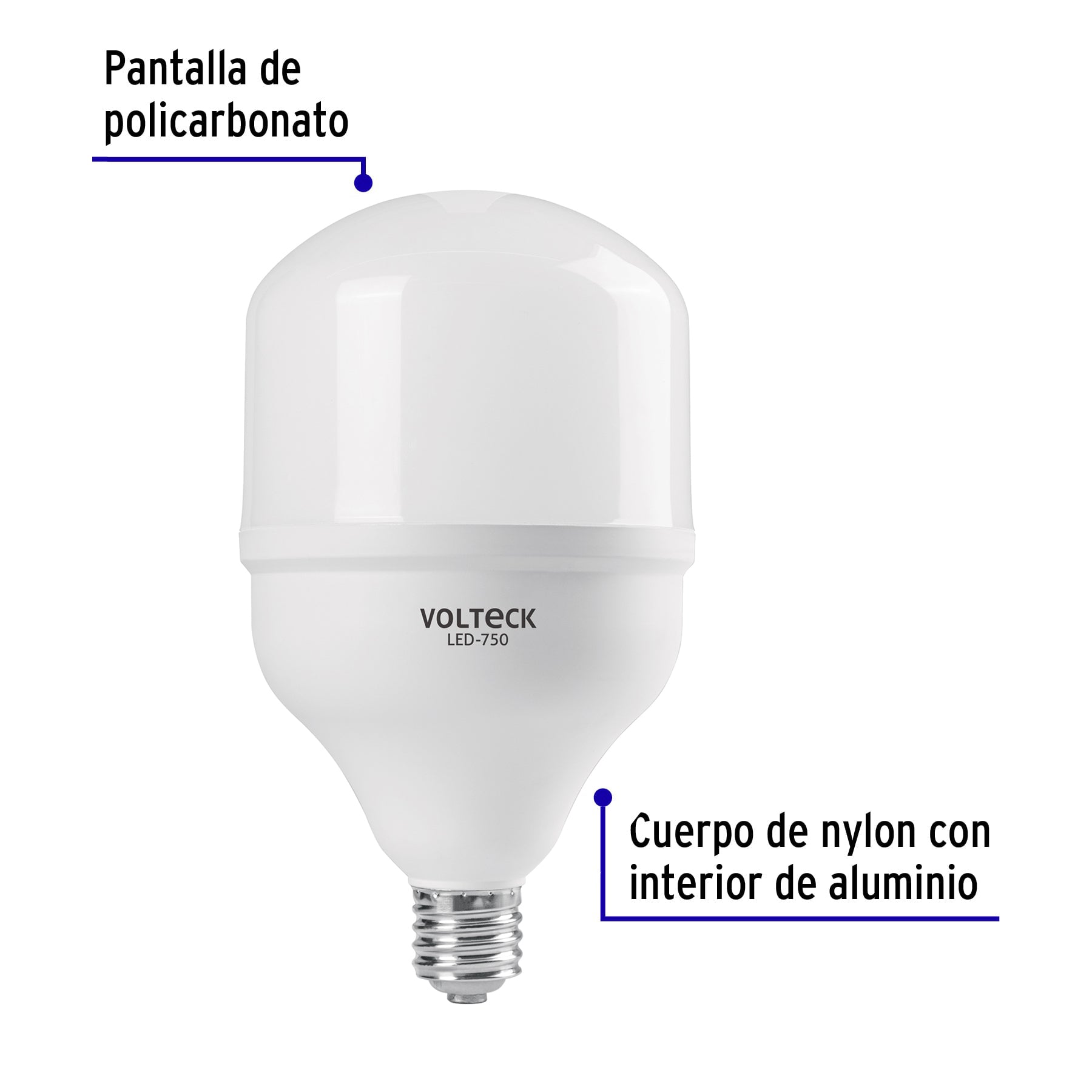 Foco LED alta potencia 70W (750W) 6500K blanca fría, E39
