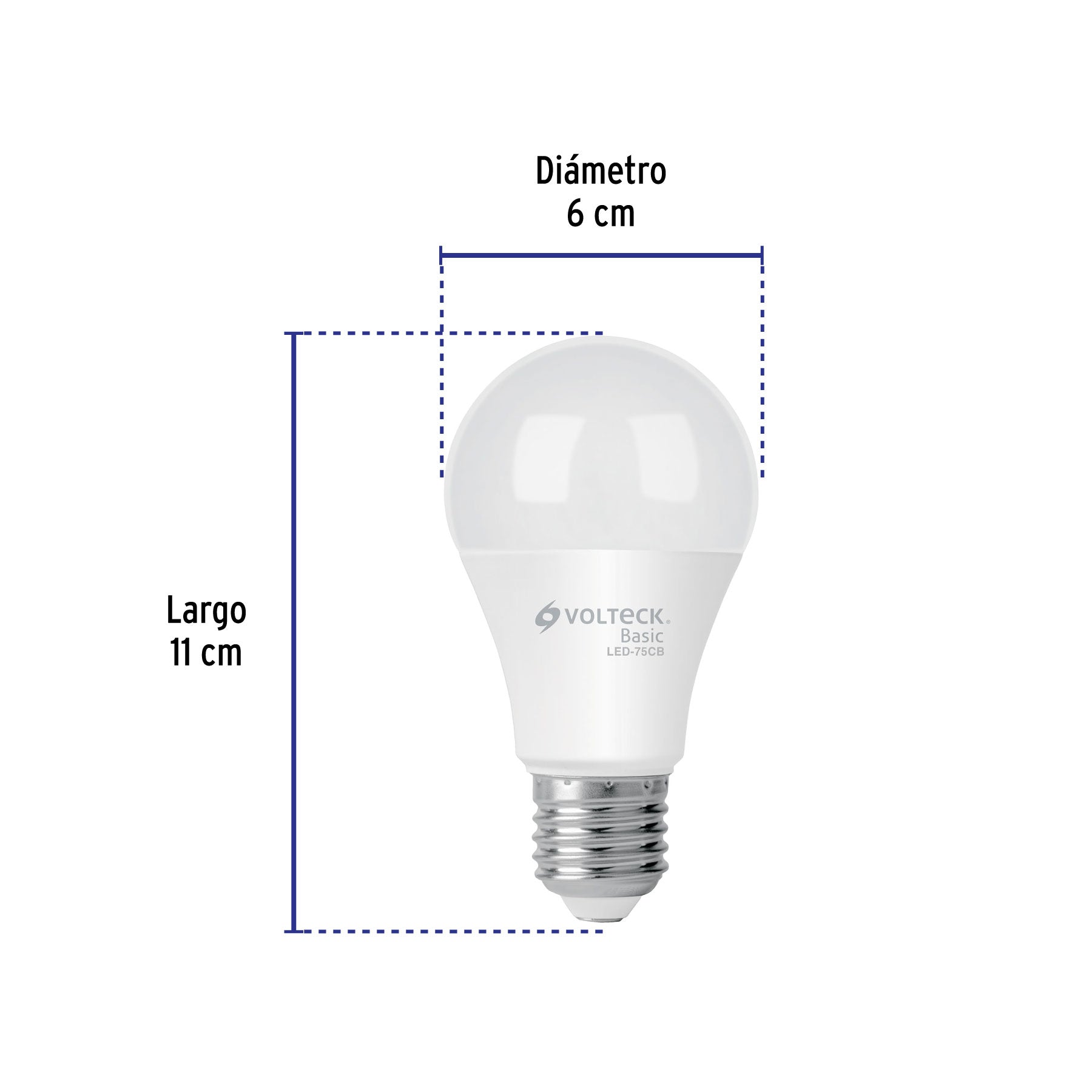 Foco LED 10W (75W) A19, 3000K blanca cálida, 950 lm, BASIC